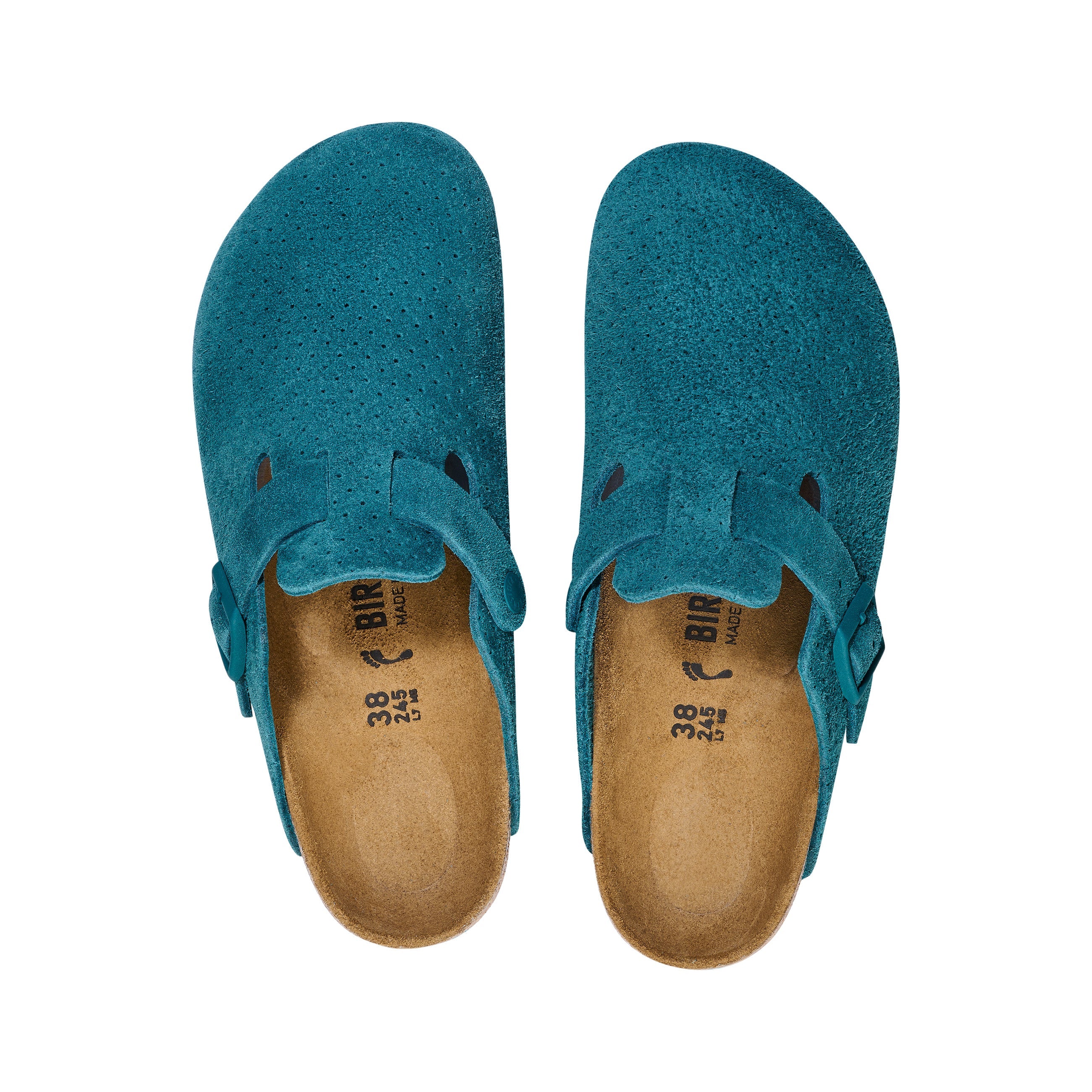 Birkenstock Boston Embossed Suede Leather Deep Turquoise top view