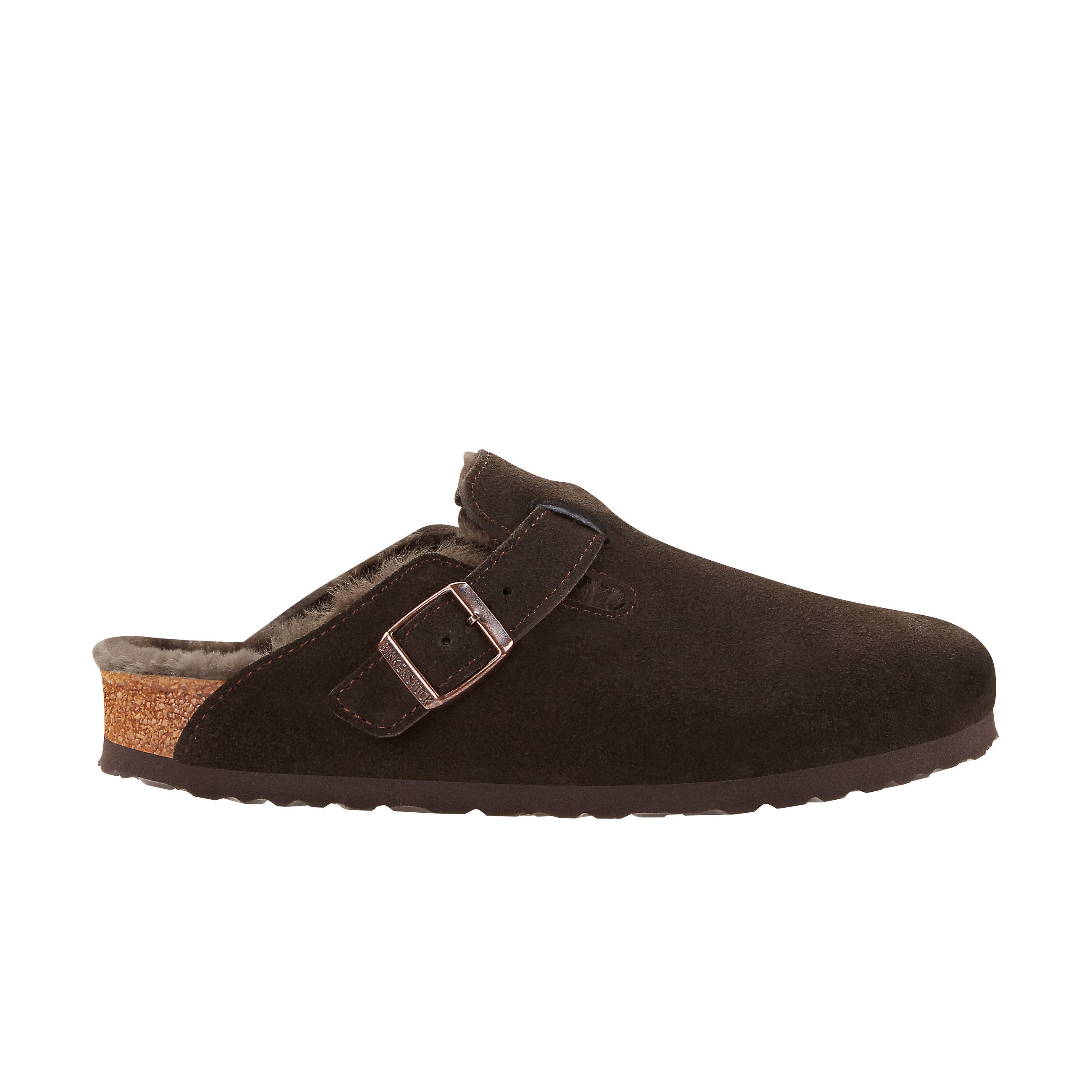 Birkenstock Boston Fur Suede/Shearling Mocca side view