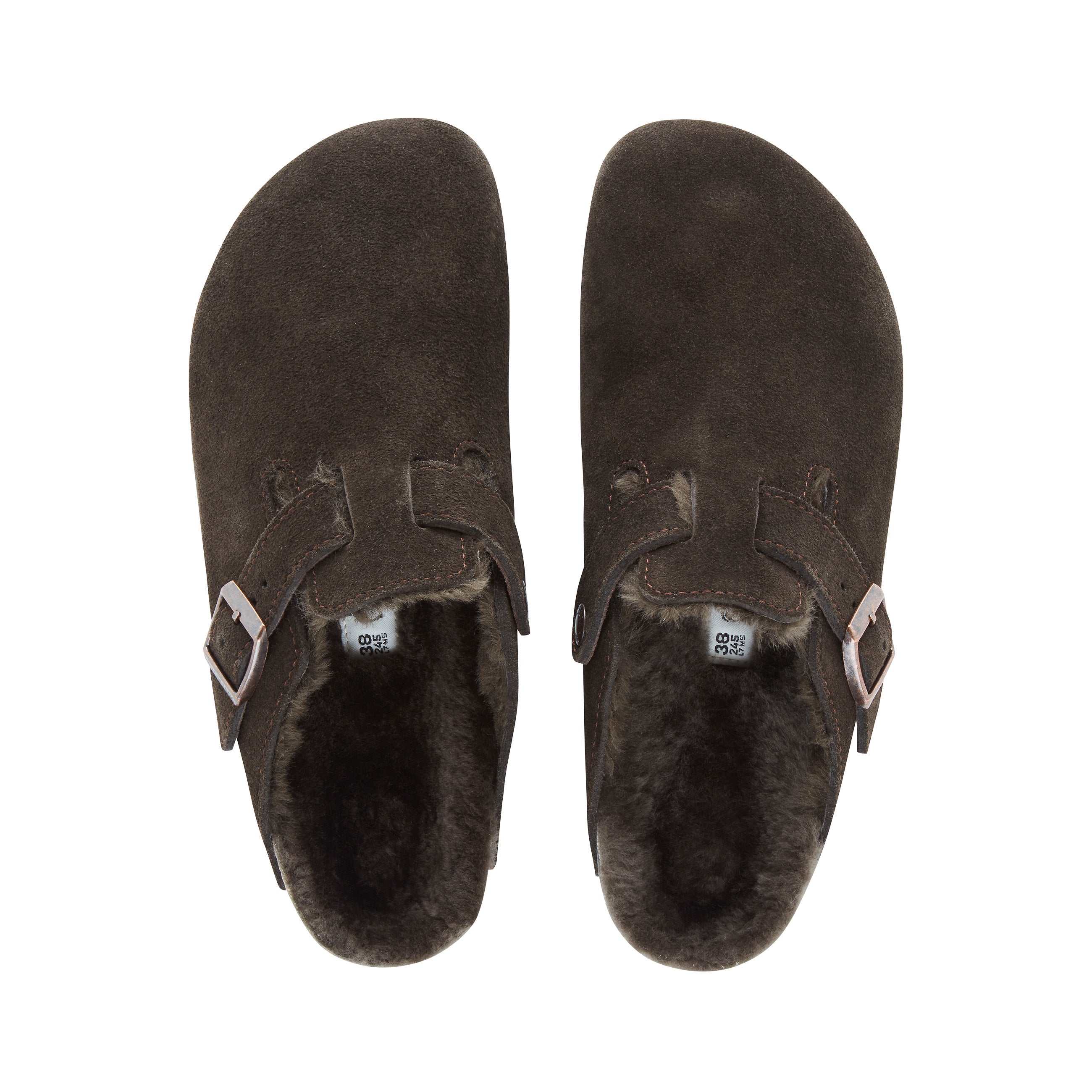 Birkenstock Boston Fur Suede/Shearling Mocca top view