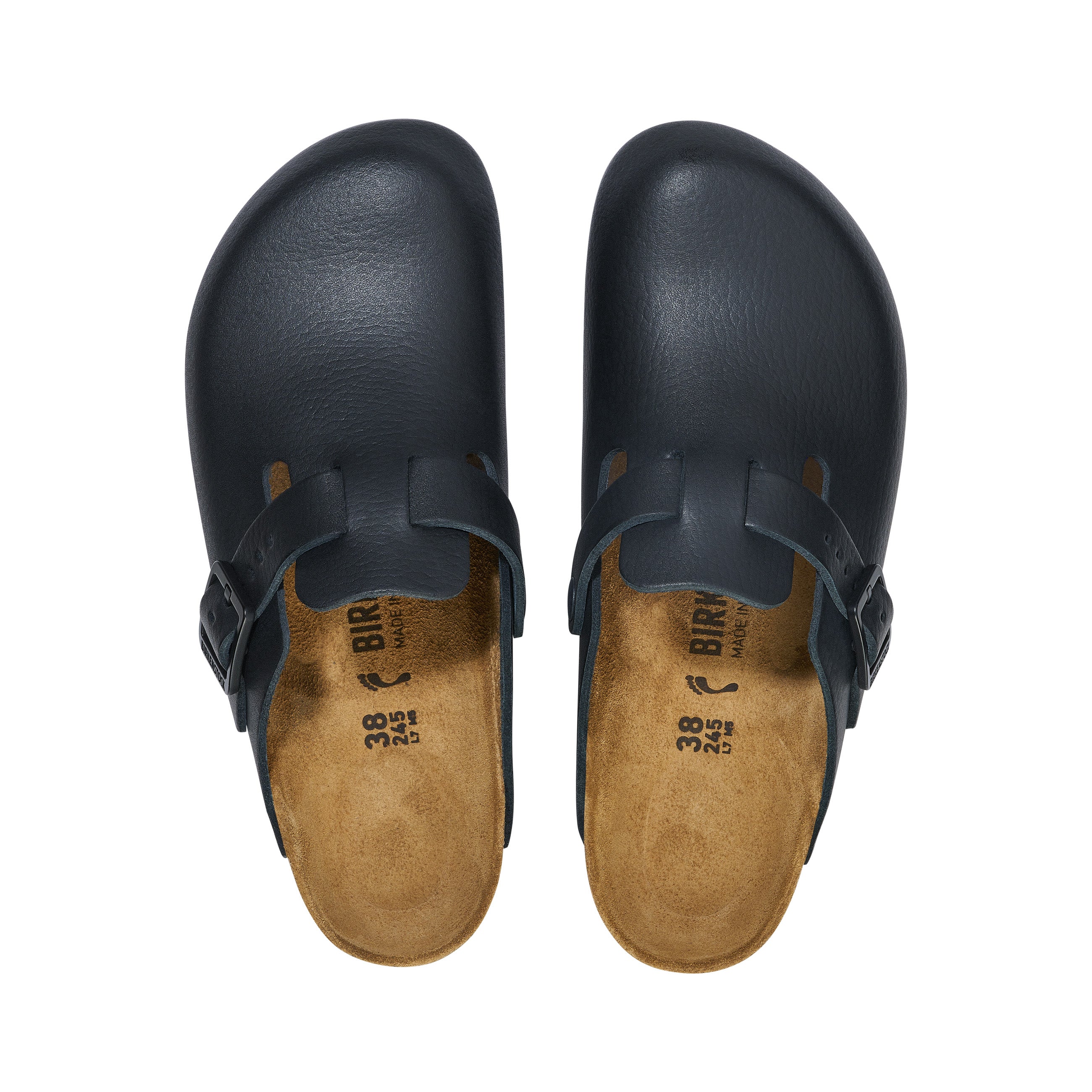 Birkenstock Boston Pro PU Coated Natural Leather Black top view