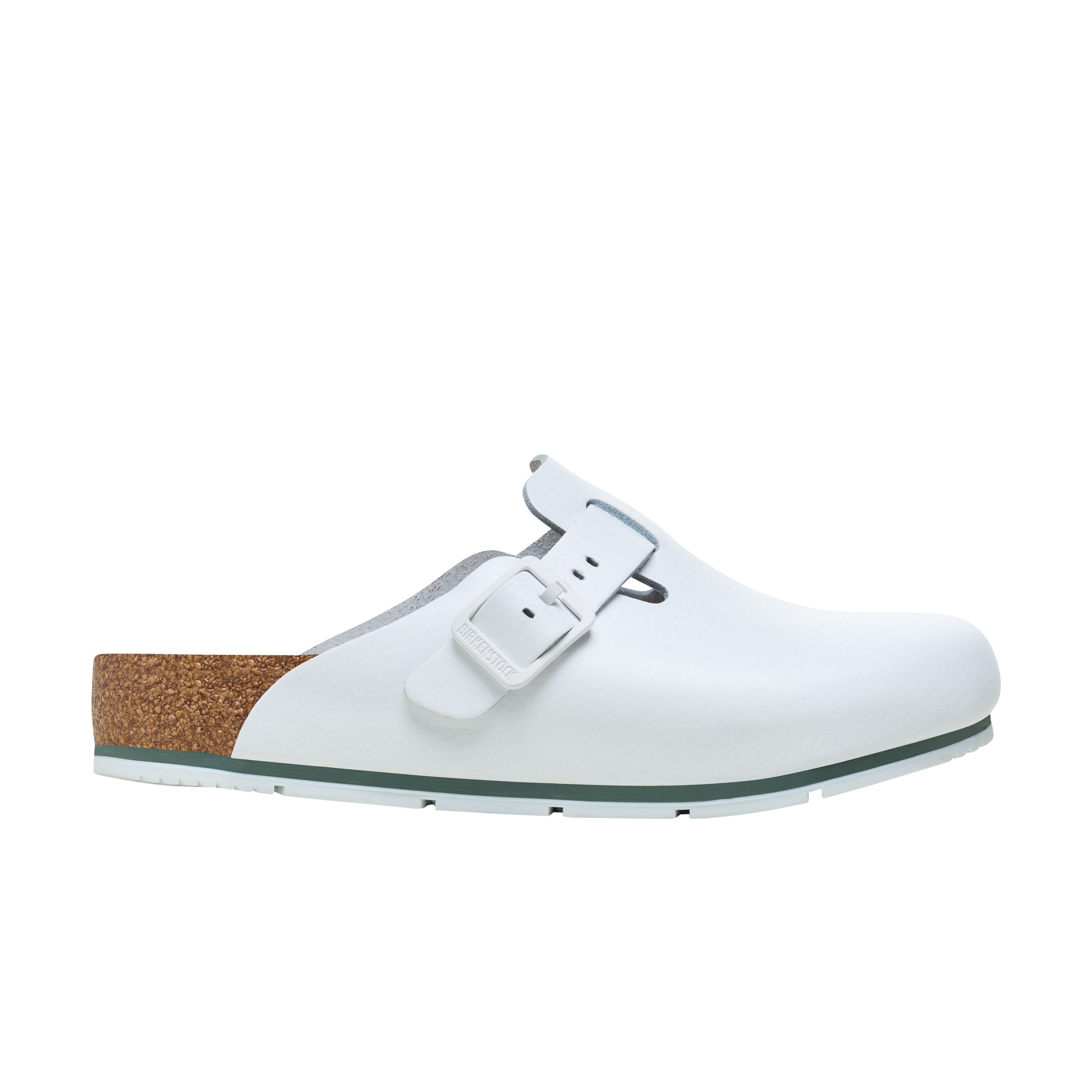 Birkenstock Boston Pro PU Coated Natural Leather White side view