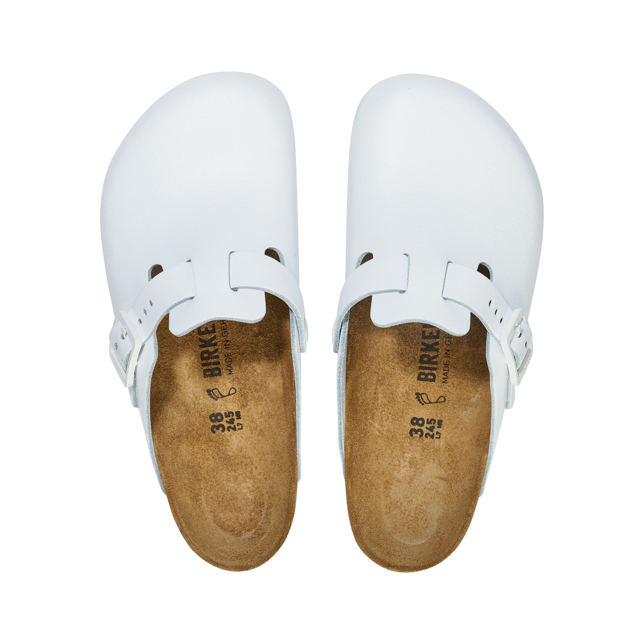 Birkenstock Boston Pro PU Coated Natural Leather White top view