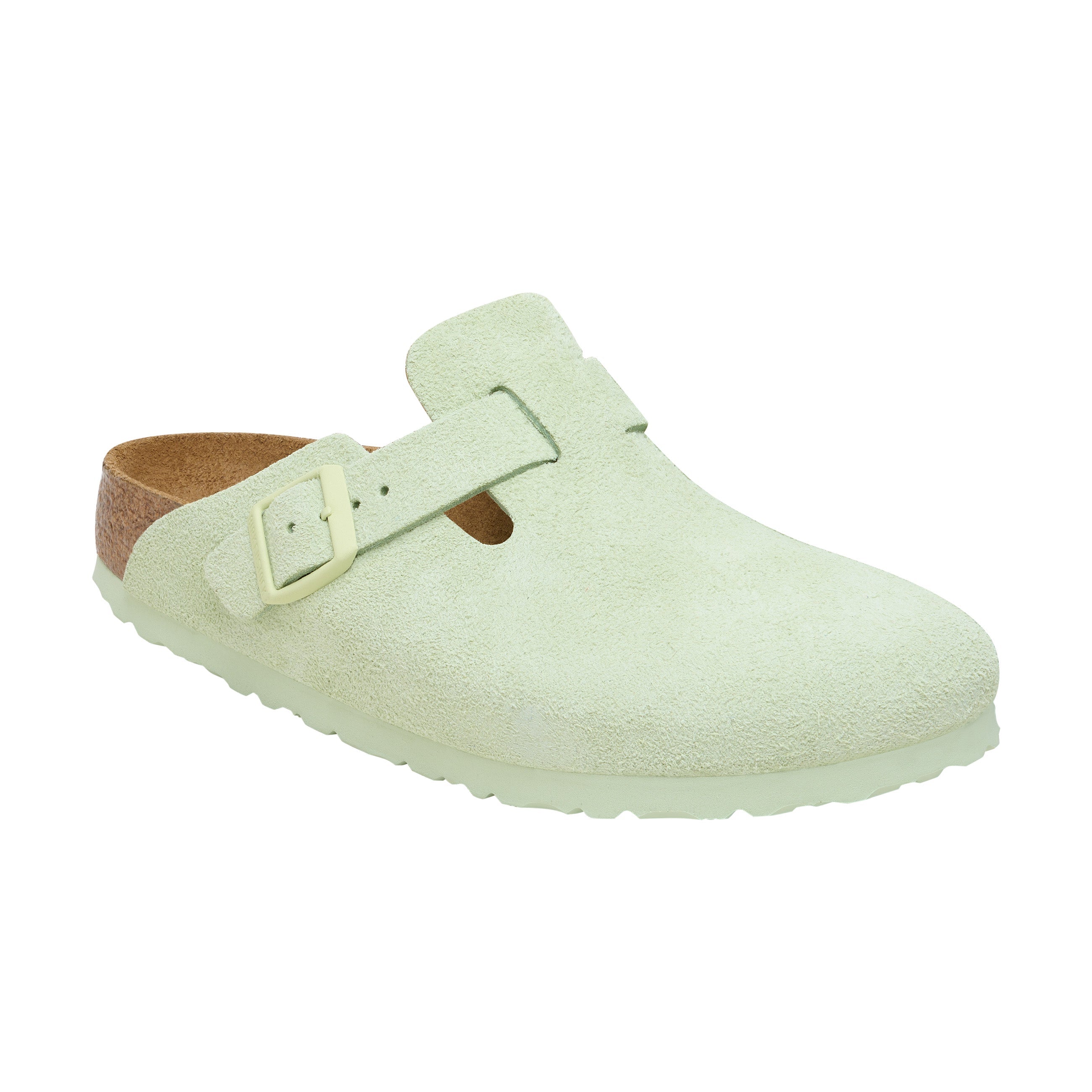 Birkenstock Boston Suede Leather Faded Lime