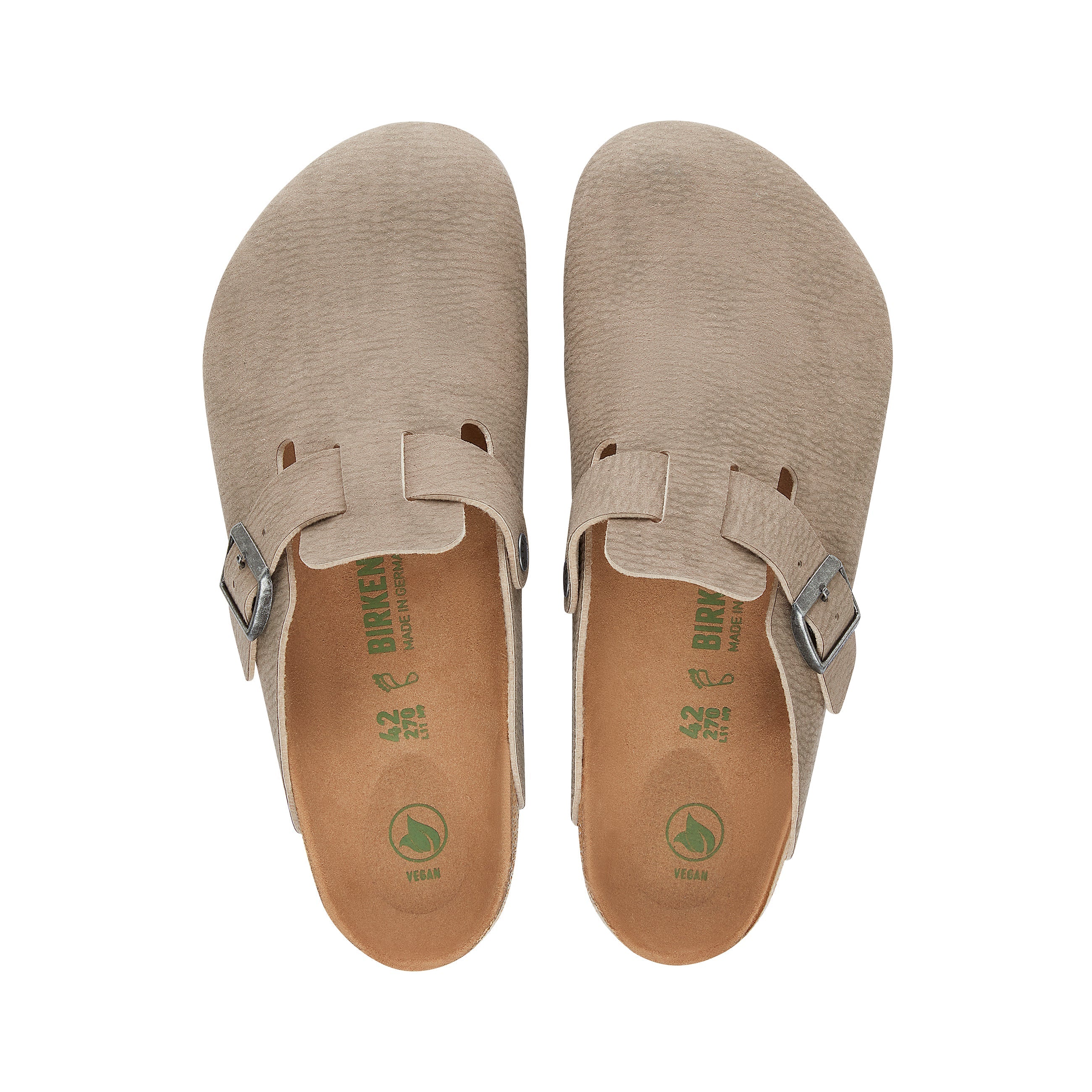 Birkenstock Boston Vegan BirkiBuc Desert Dust Grey Taupe top view