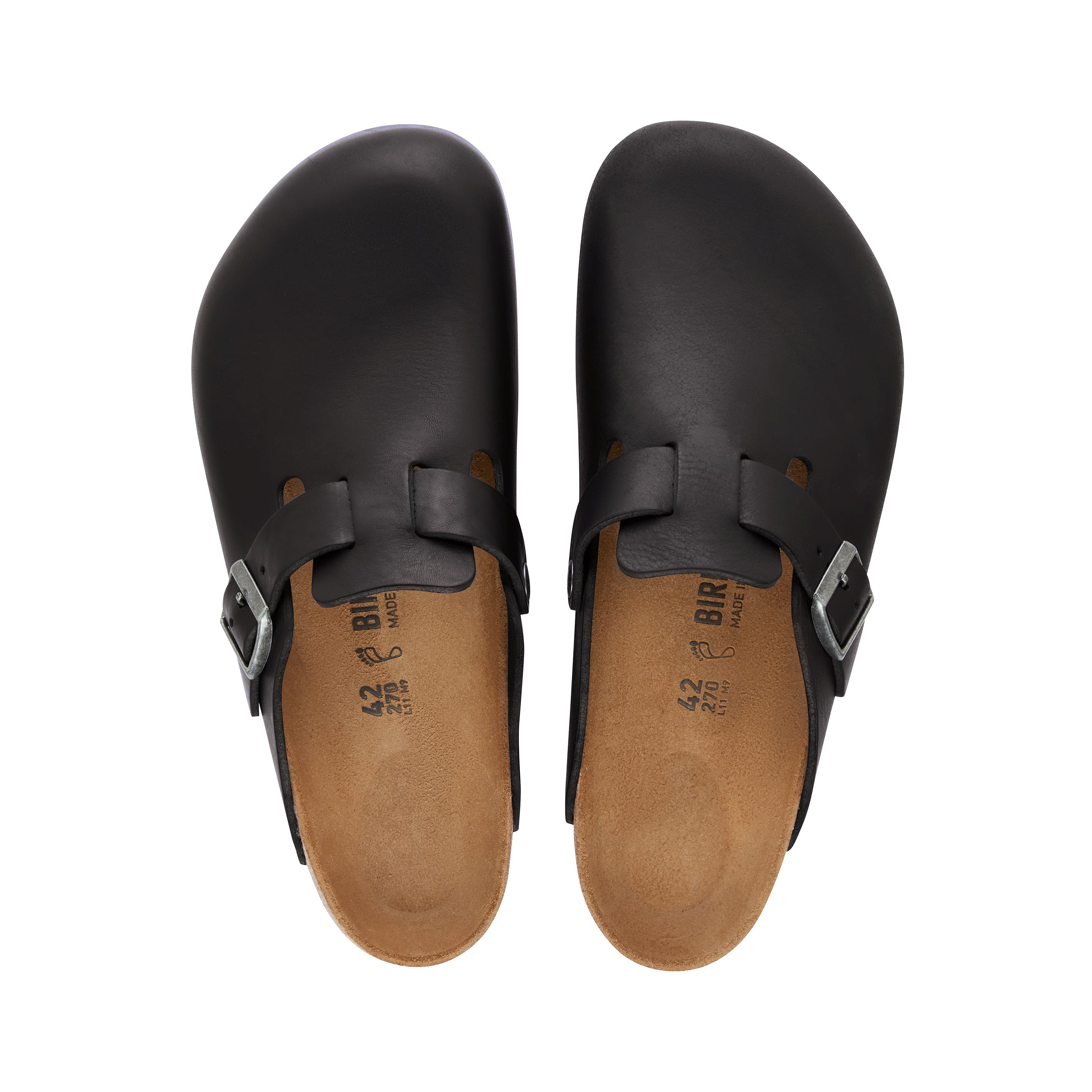 Birkenstock Boston Vintage Natural Leather Wood Black top view