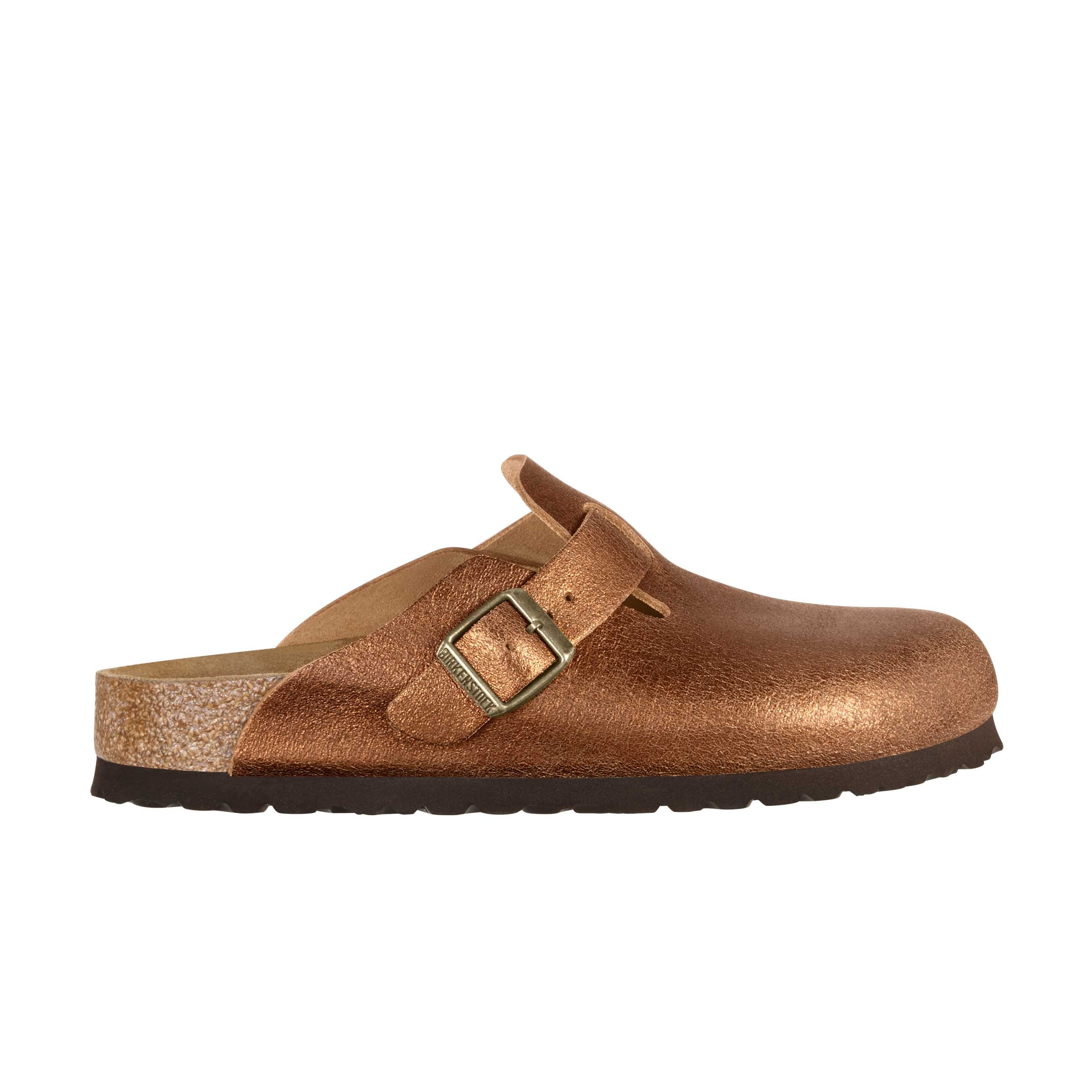 Birkenstock Boston Washed Metallic Antique Copper Natural Leather side view