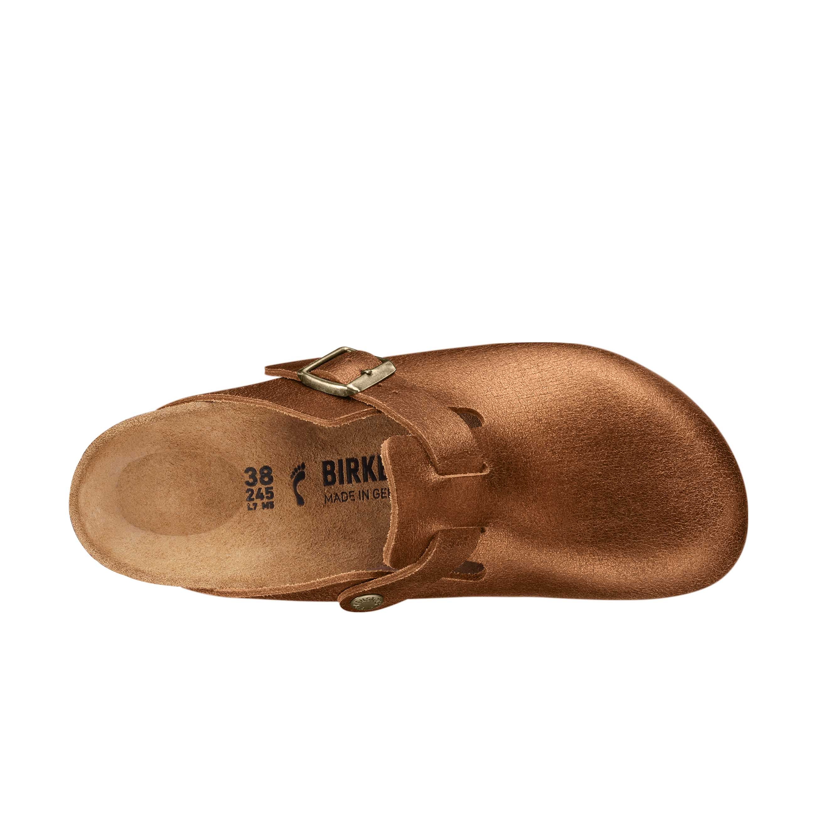 Birkenstock Boston Washed Metallic Antique Copper Natural Leather top view