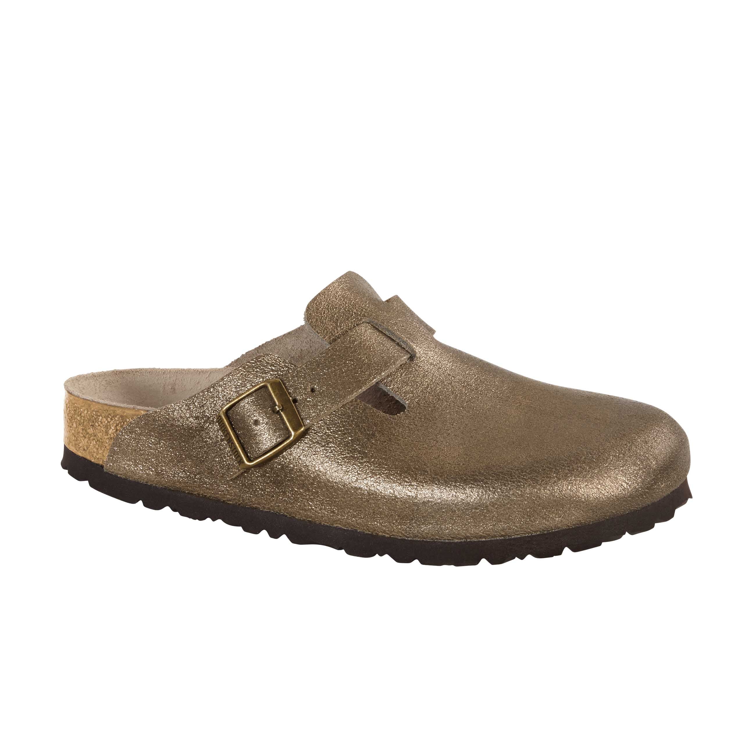 Birkenstock Boston Washed Metallic Antique Gold Natural Leather