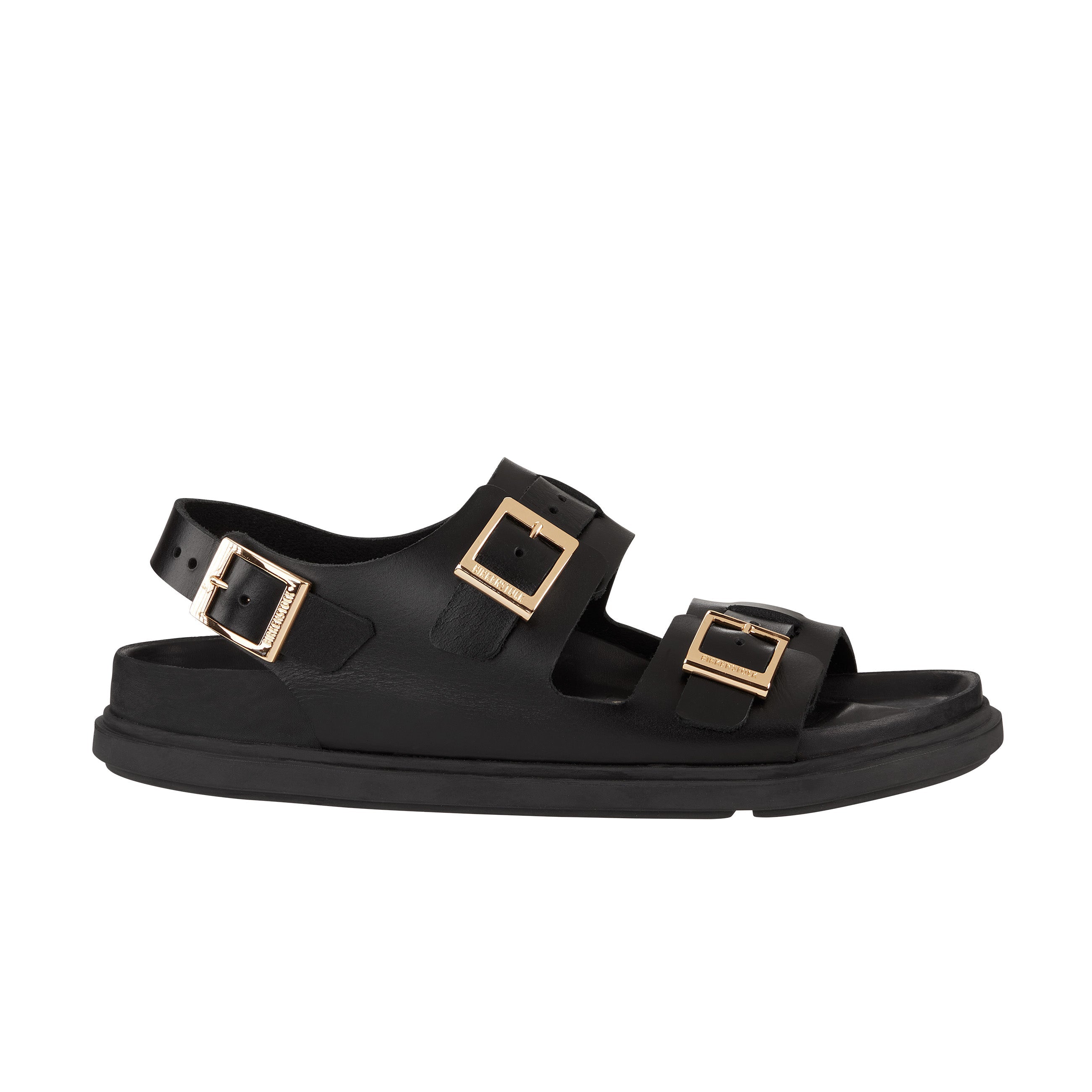 Birkenstock Cannes Natural Leather Black side view