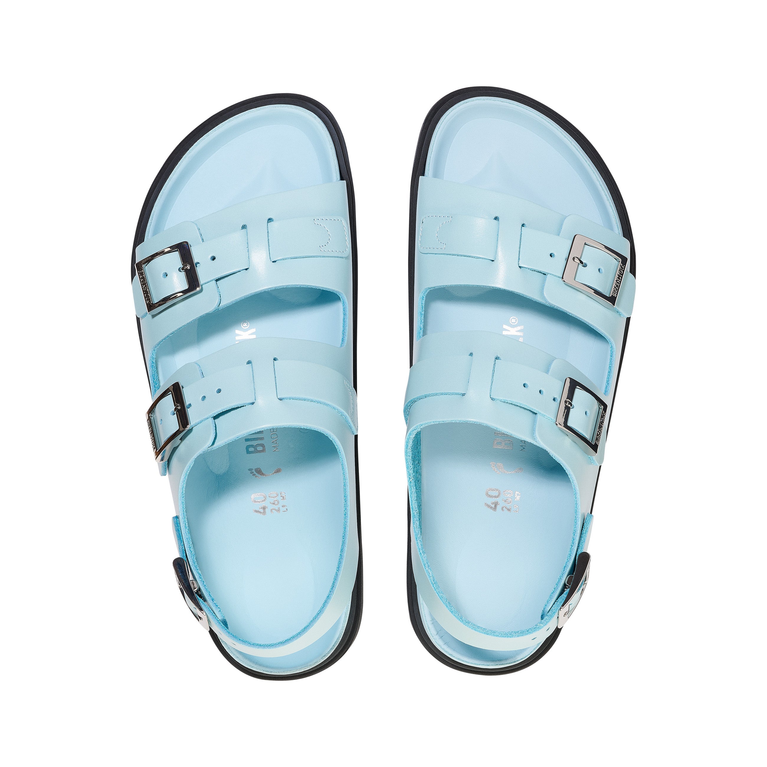 Birkenstock Cannes Natural Leather Mineral Blue top view