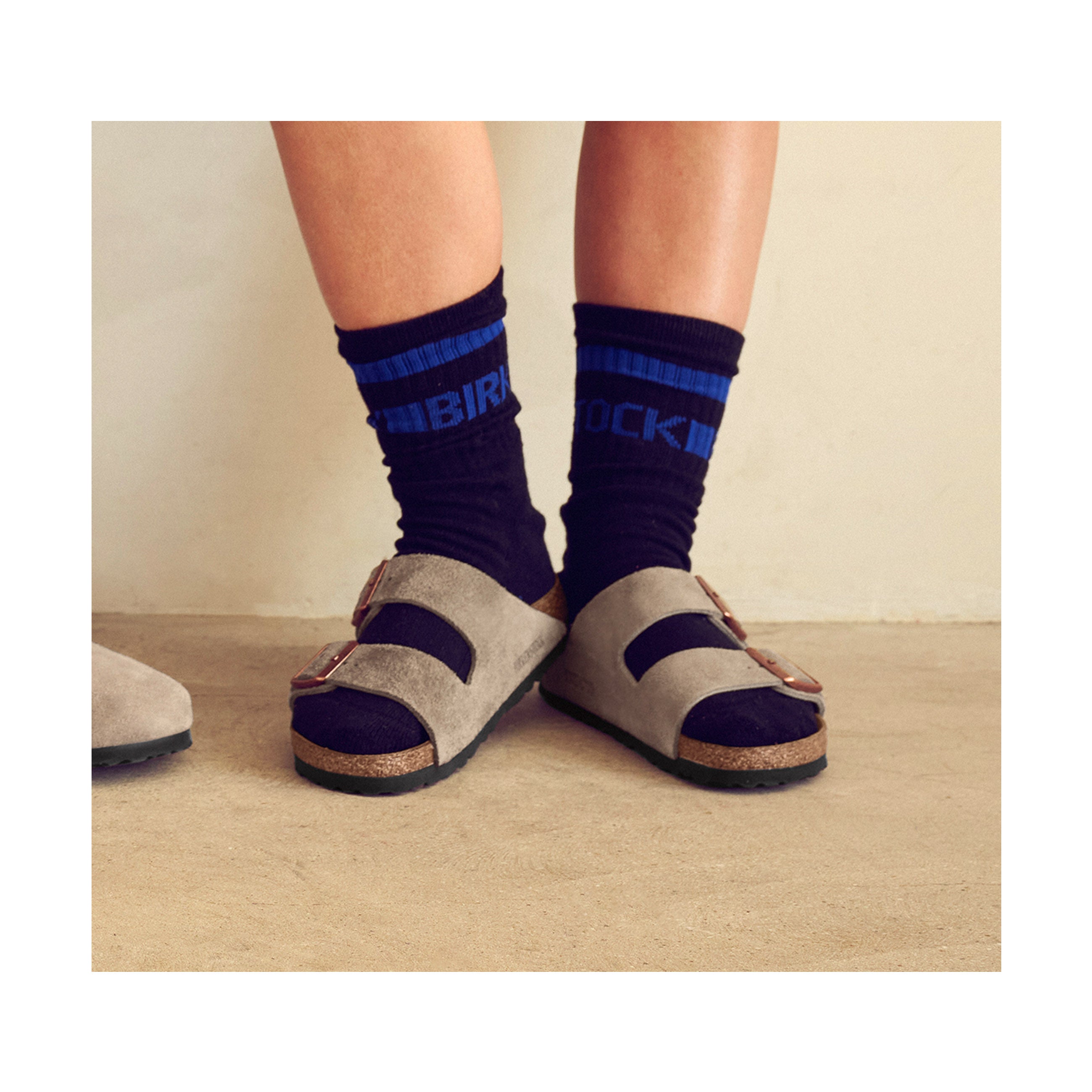 Birkenstock Cotton Tennis Sock Black on model