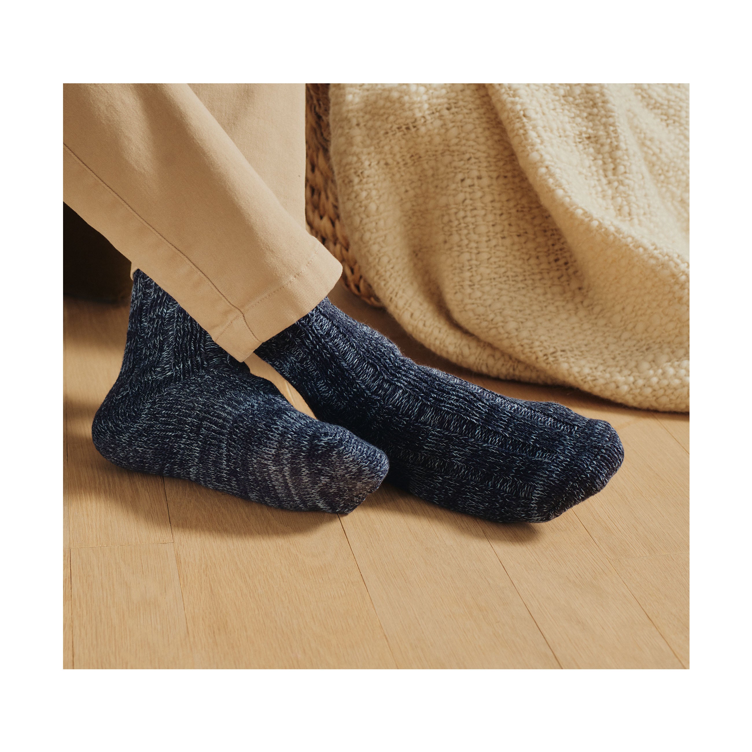 Birkenstock Cotton Twist Blue Socks on model