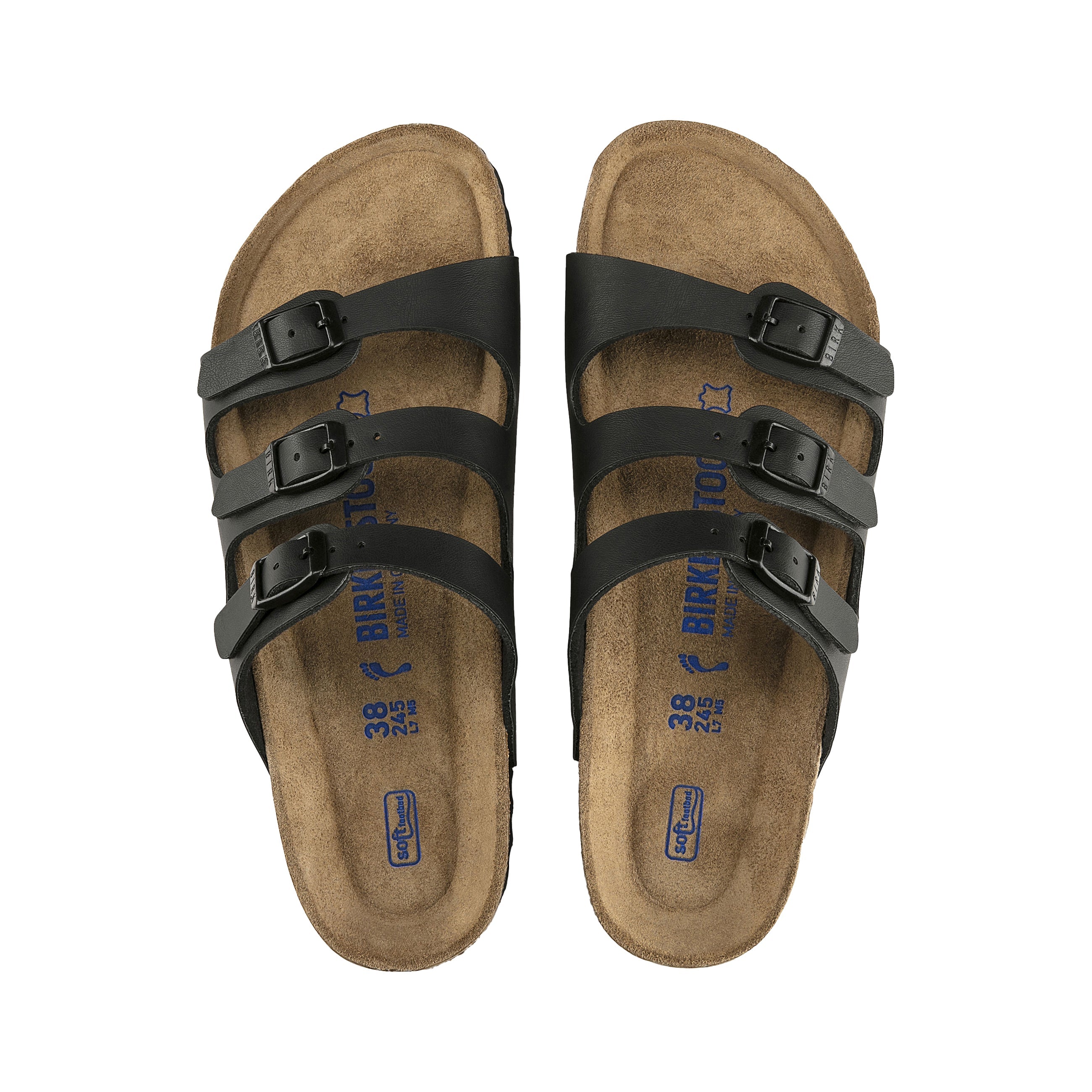 Birkenstock Florida Soft Footbed Black Birko-Flor top view