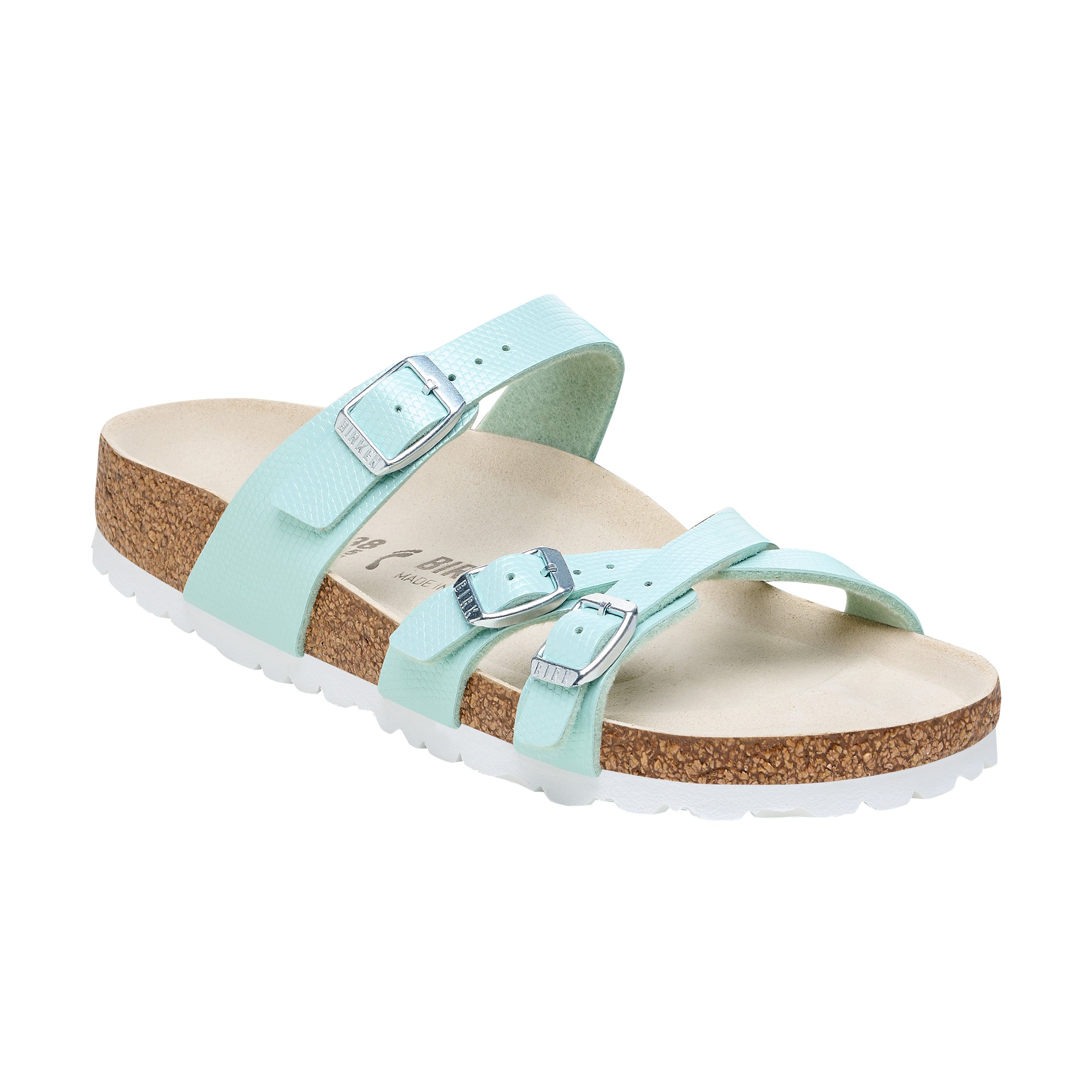 Birkenstock Franca Embossed Birko-Flor Shiny Embossed Surf Green