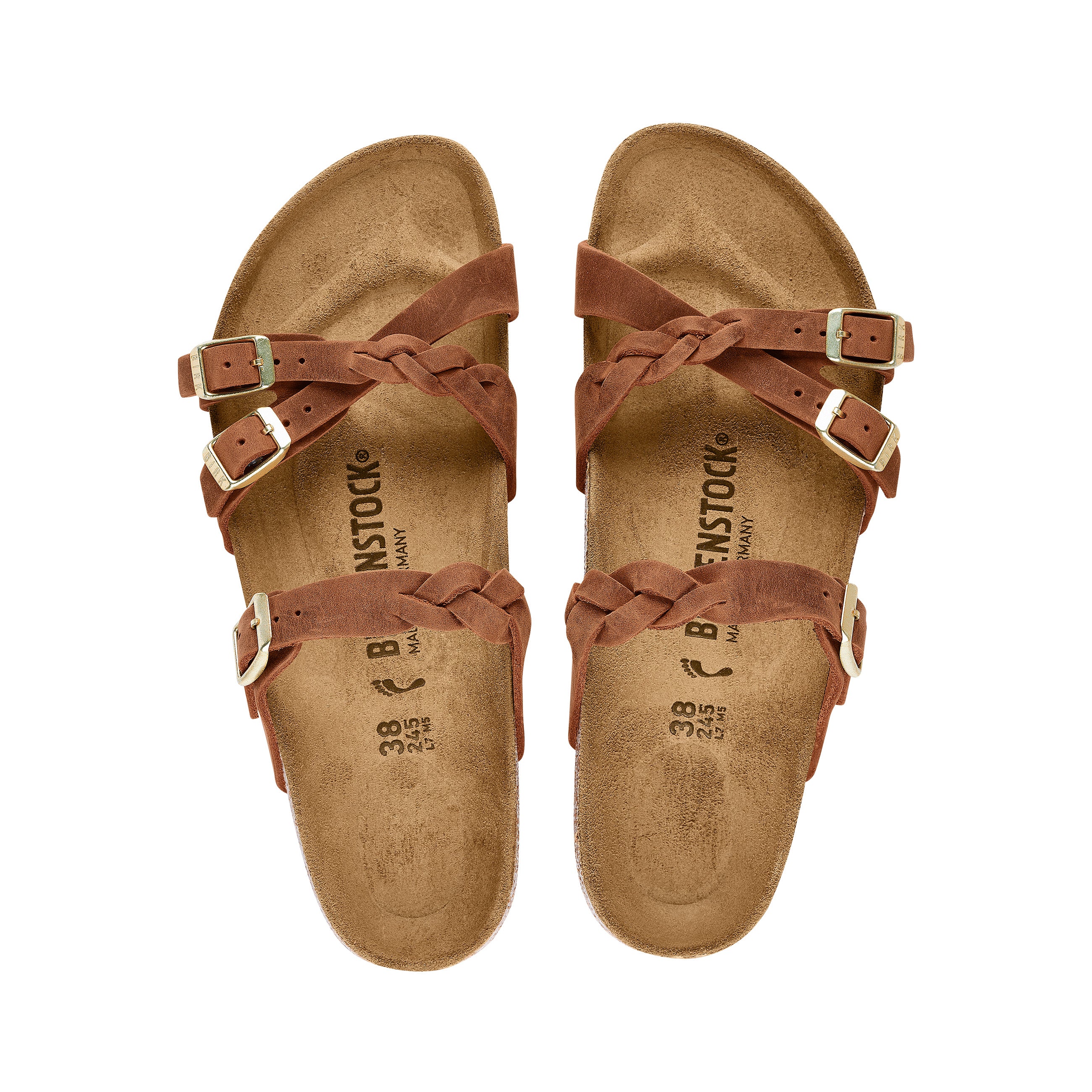 Birkenstock Franca Braided Cognac Oiled Leather top view