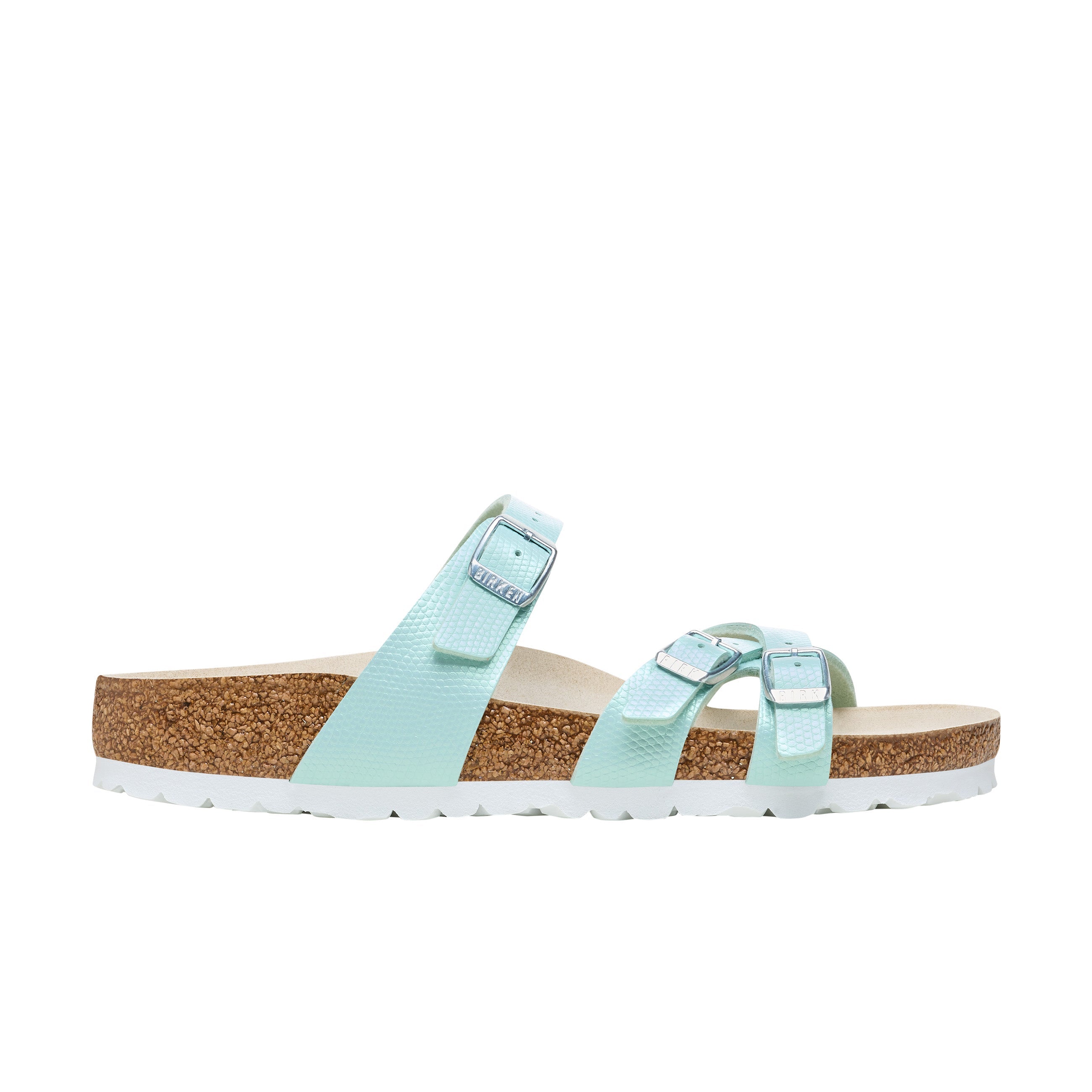 Birkenstock Franca Embossed Birko-Flor Shiny Embossed Surf Green side view