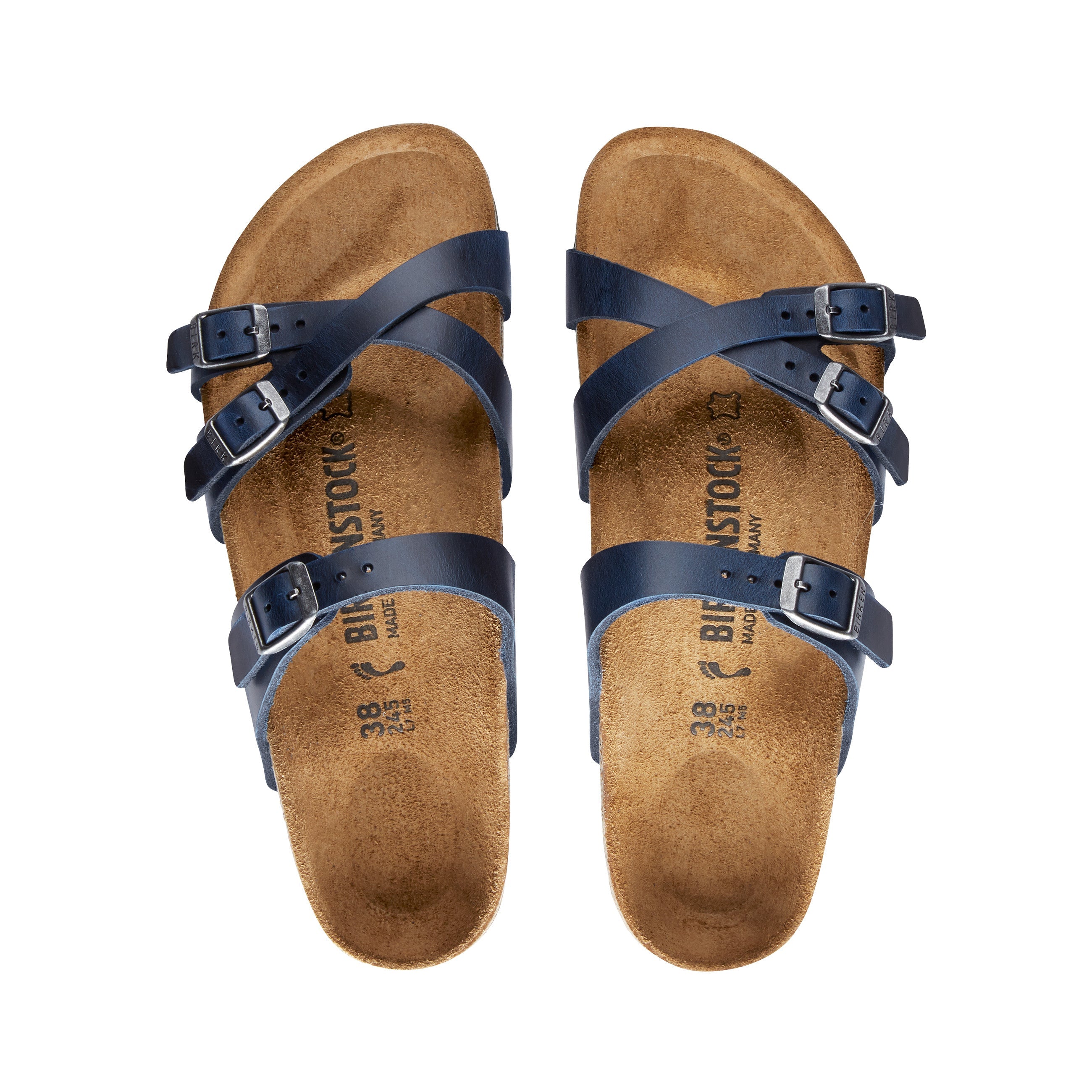 Birkenstock Franca Blue Oiled Leather top view