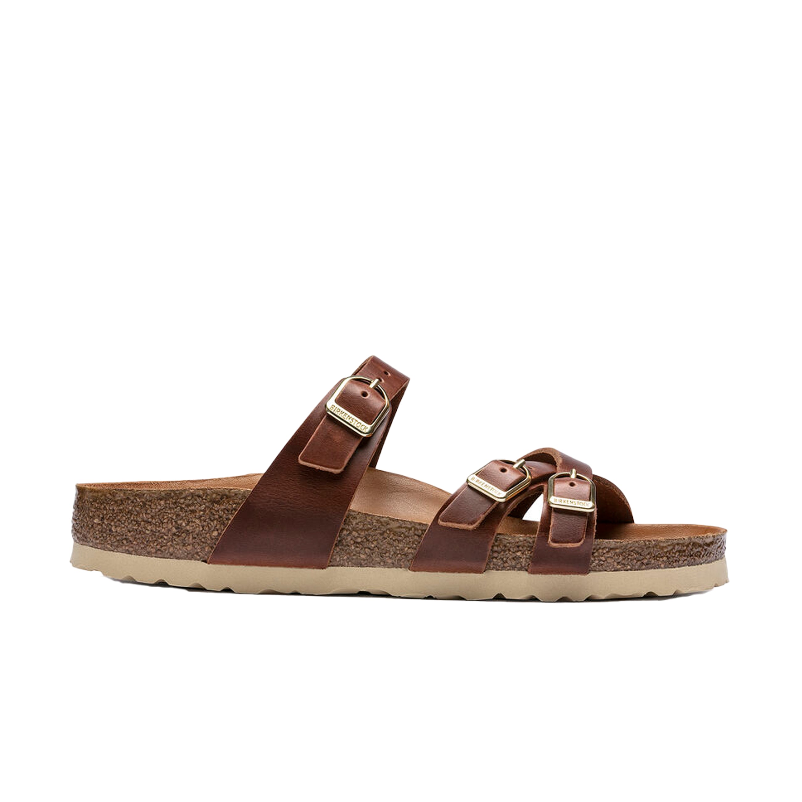 Birkenstock Franca Big Buckle Cognac Oiled Leather side view