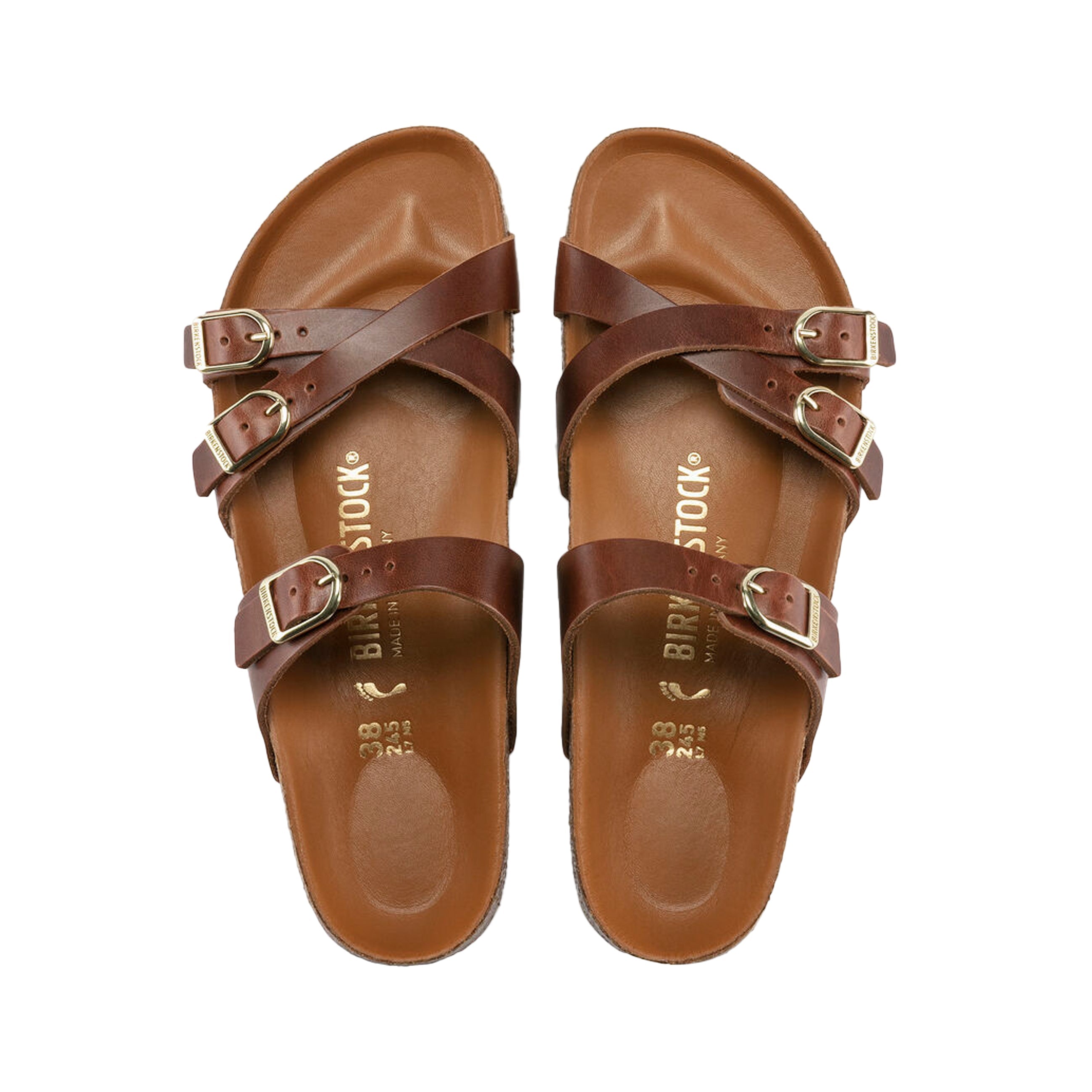 Birkenstock Franca Big Buckle Cognac Oiled Leather top view