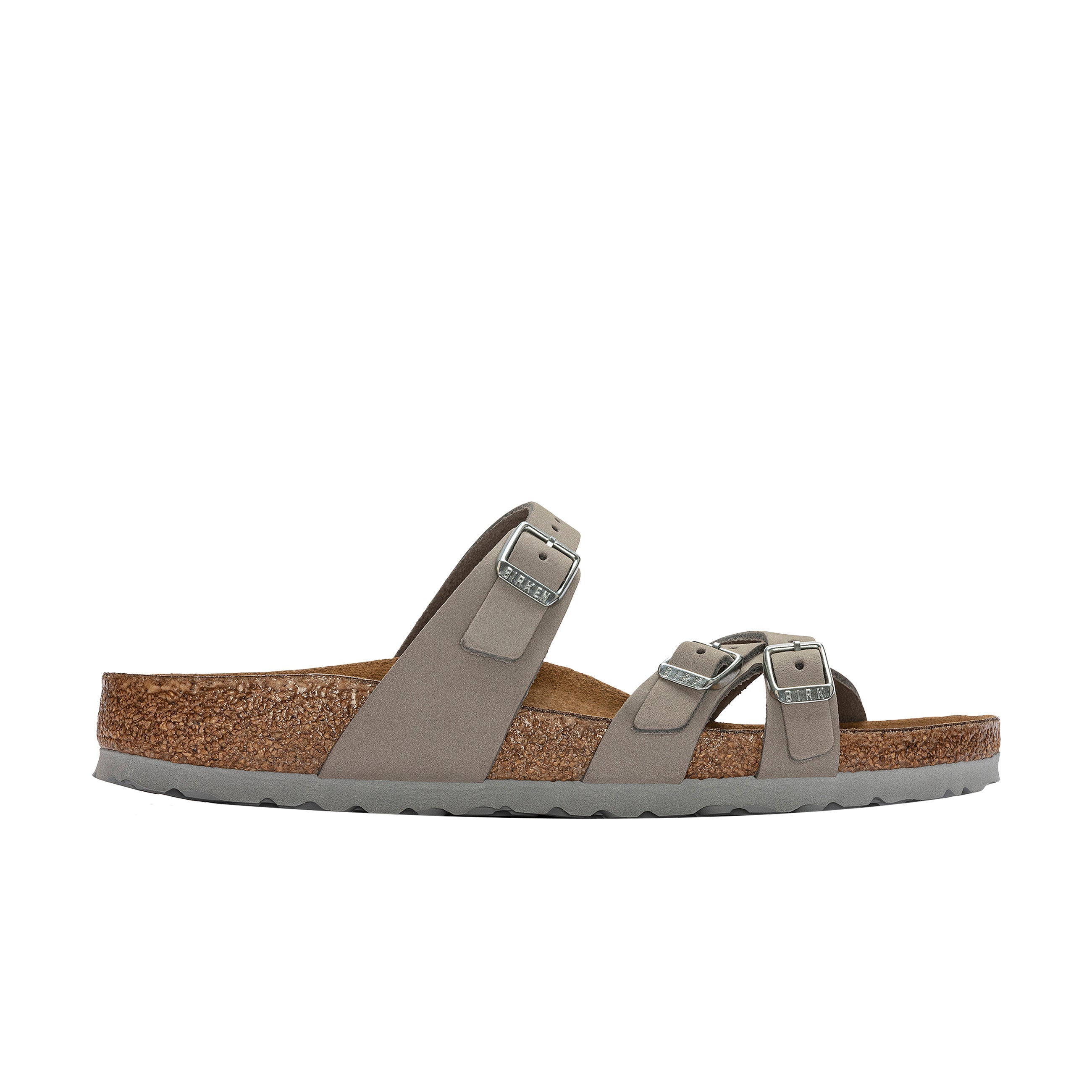 Birkenstock Franca Soft Footbed Nubuck Leather Dove Grey side view