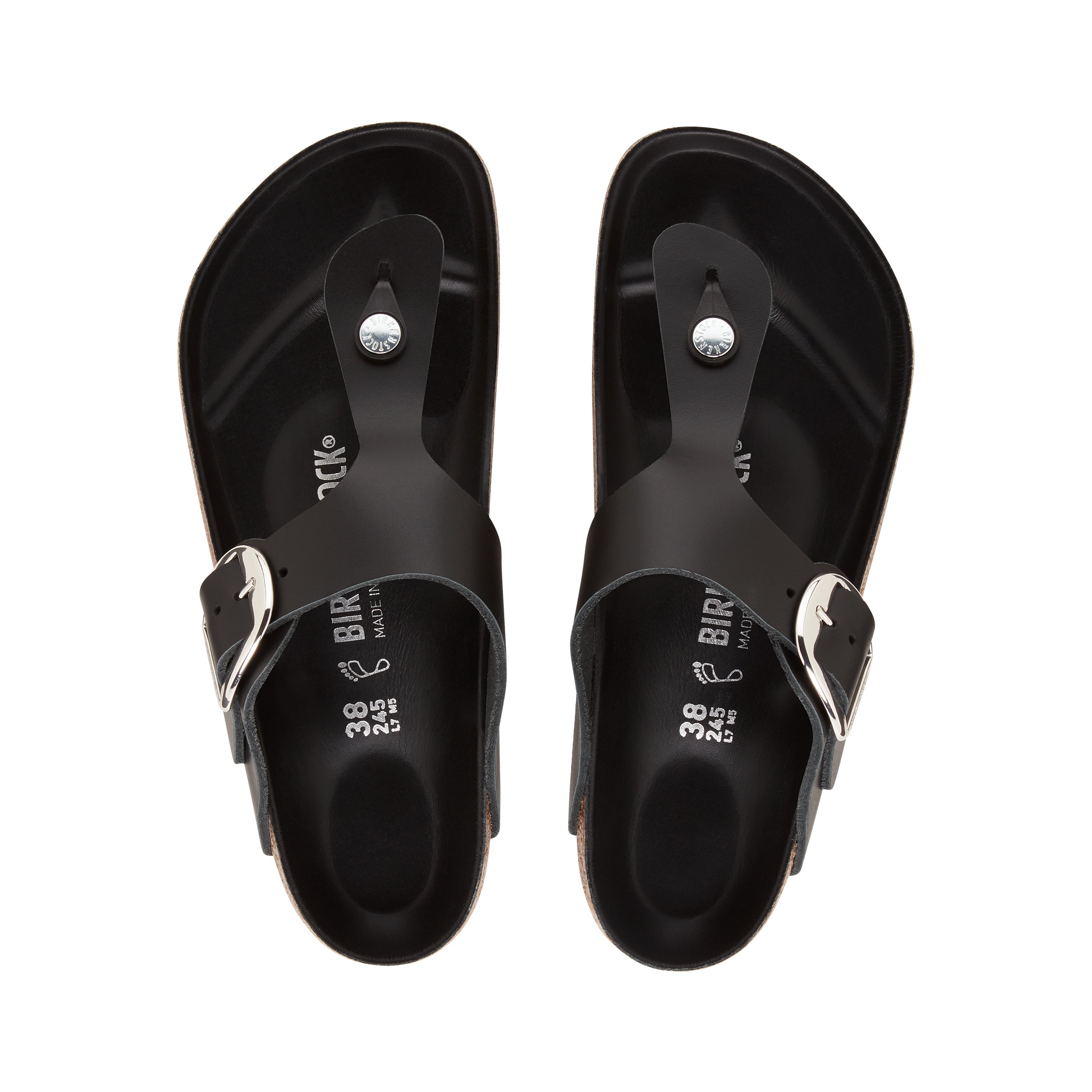 Birkenstock Gizeh Big Buckle Black Smooth Leather top view