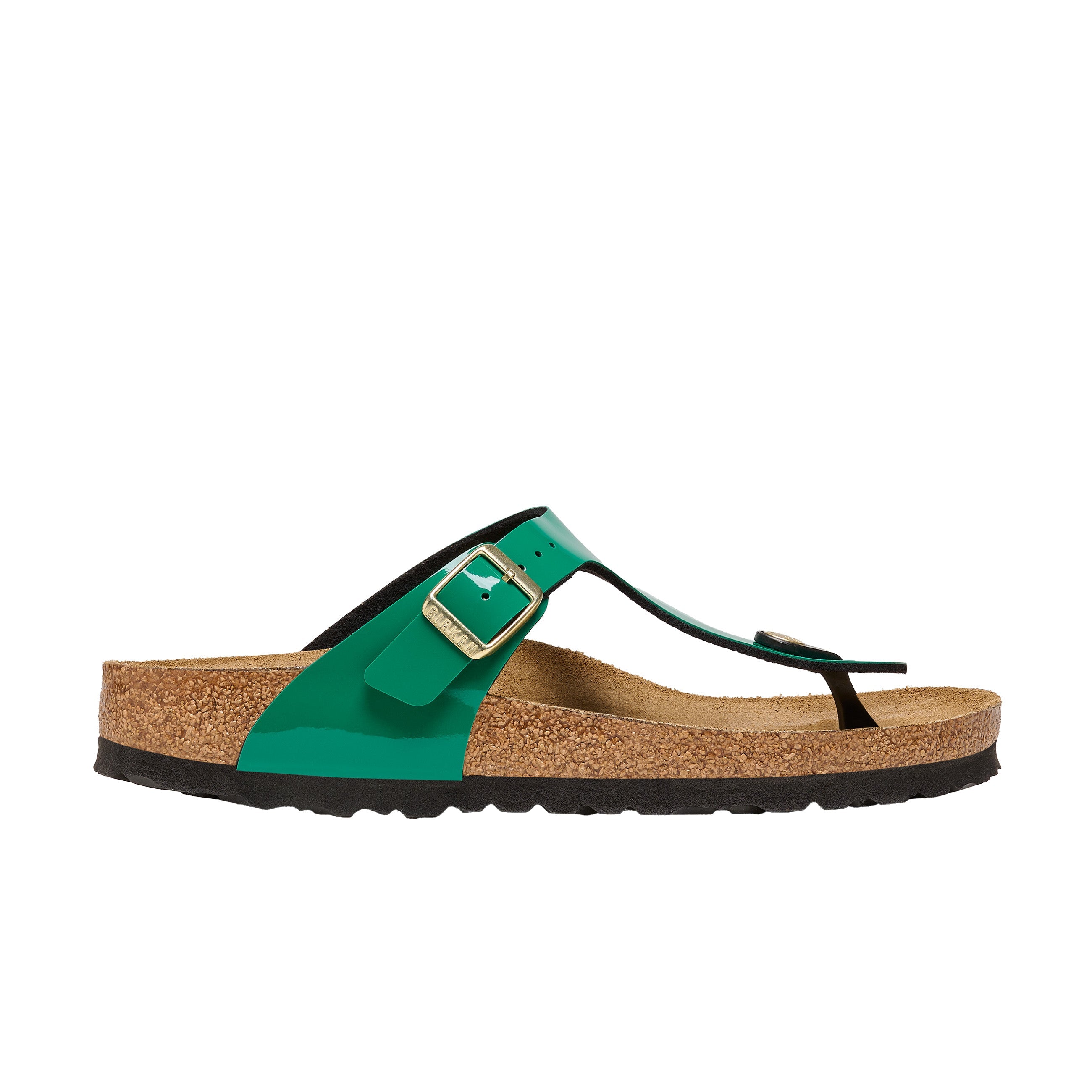 Birkenstock Gizeh Patent Digital Green Birko-Flor side view