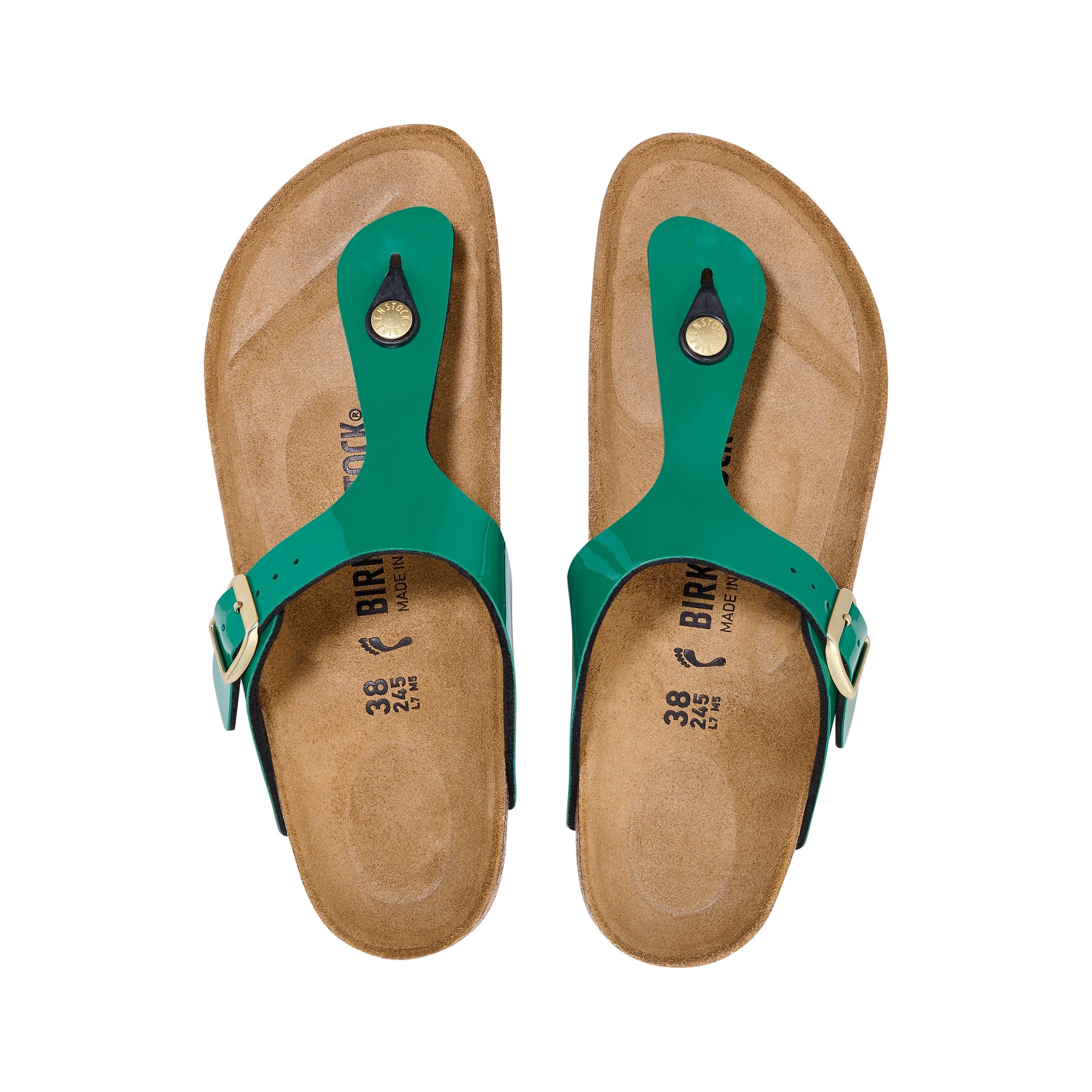 Birkenstock Gizeh Patent Digital Green Birko-Flor top view