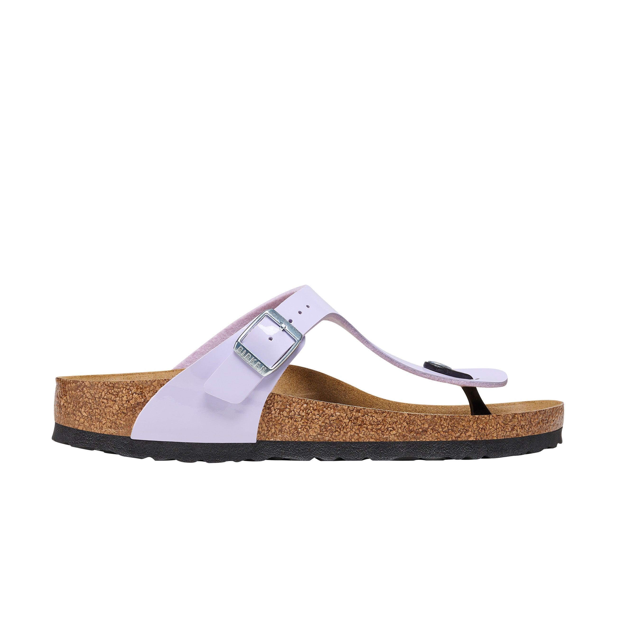 Birkenstock Gizeh Birko-Flor Patent Purple Fog side view