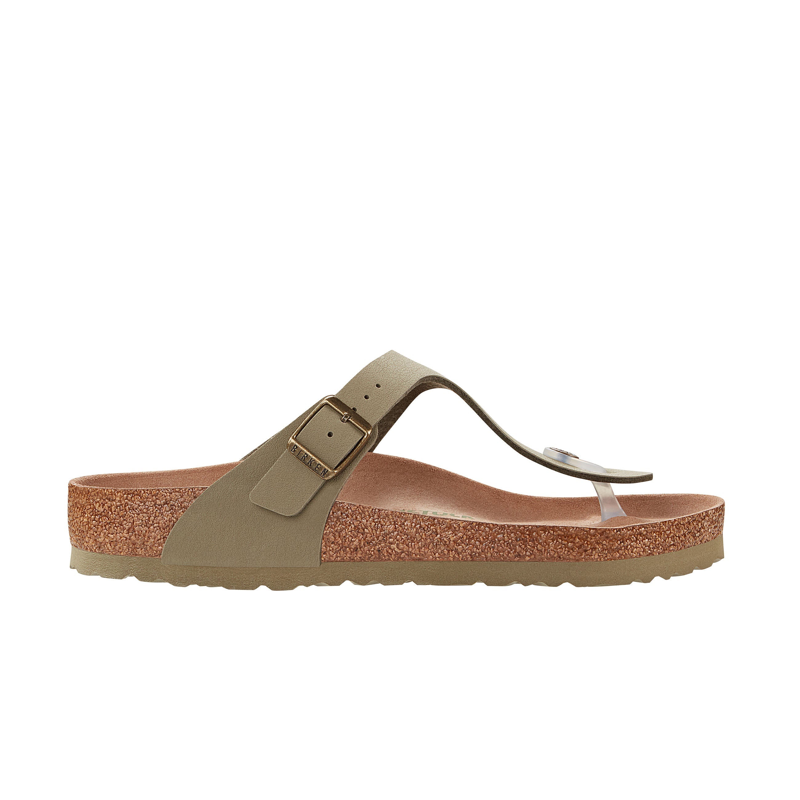 Birkenstock Gizeh Earthy Vegan Khaki BirkiBuc/Microfibre side view