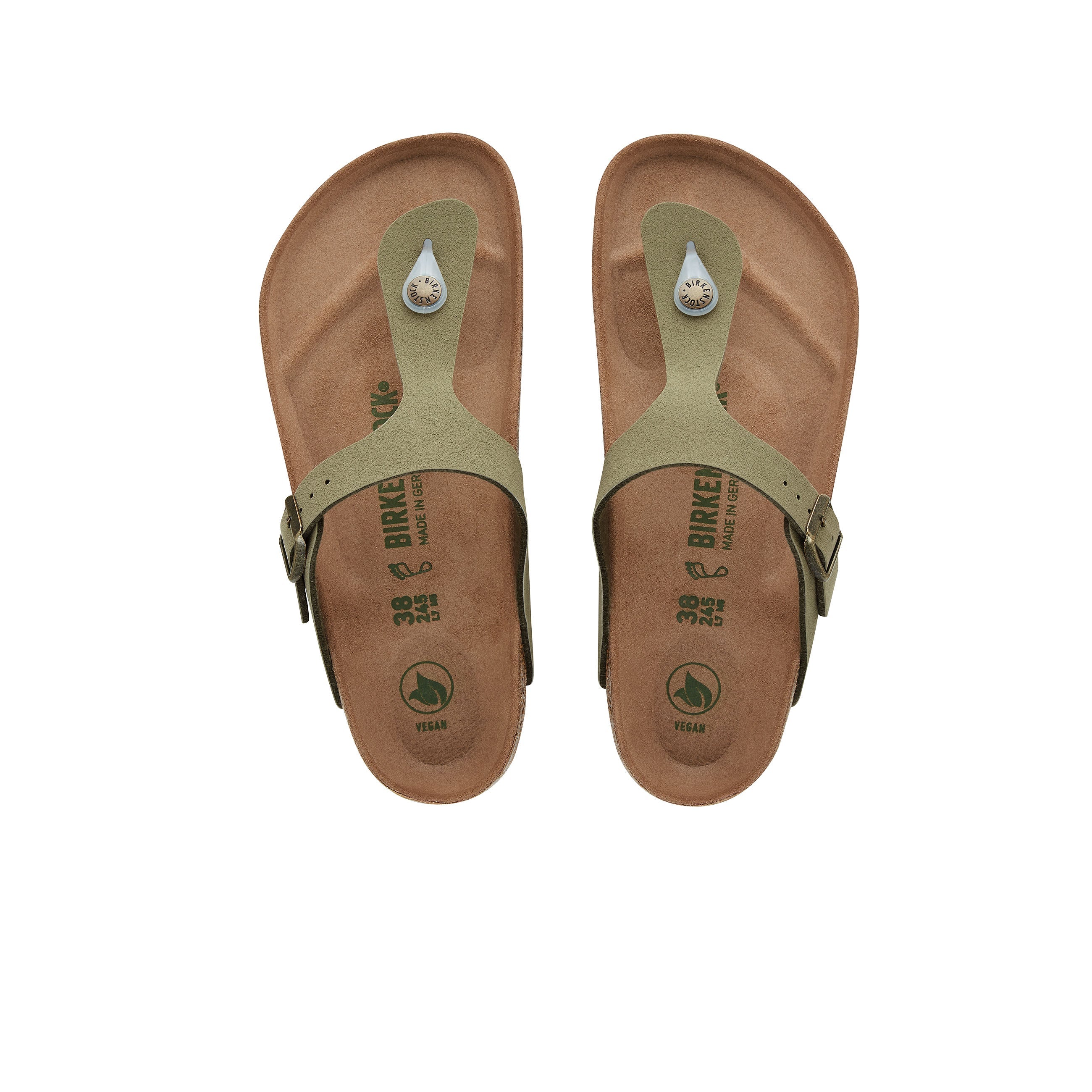 Birkenstock Gizeh Earthy Vegan Khaki BirkiBuc/Microfibre top view