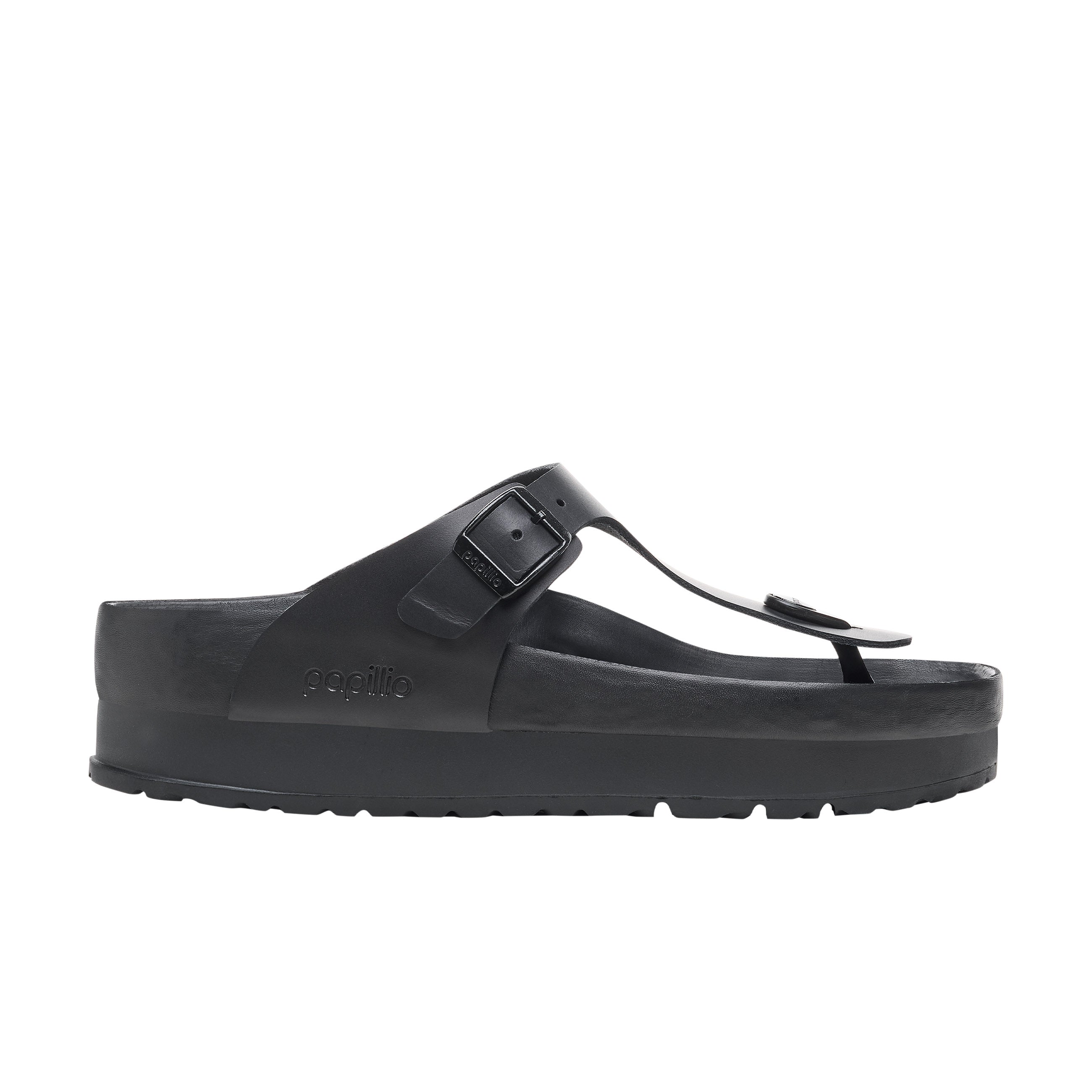 Birkenstock Gizeh Exquisite Flex Platform Black Smooth Leather side view