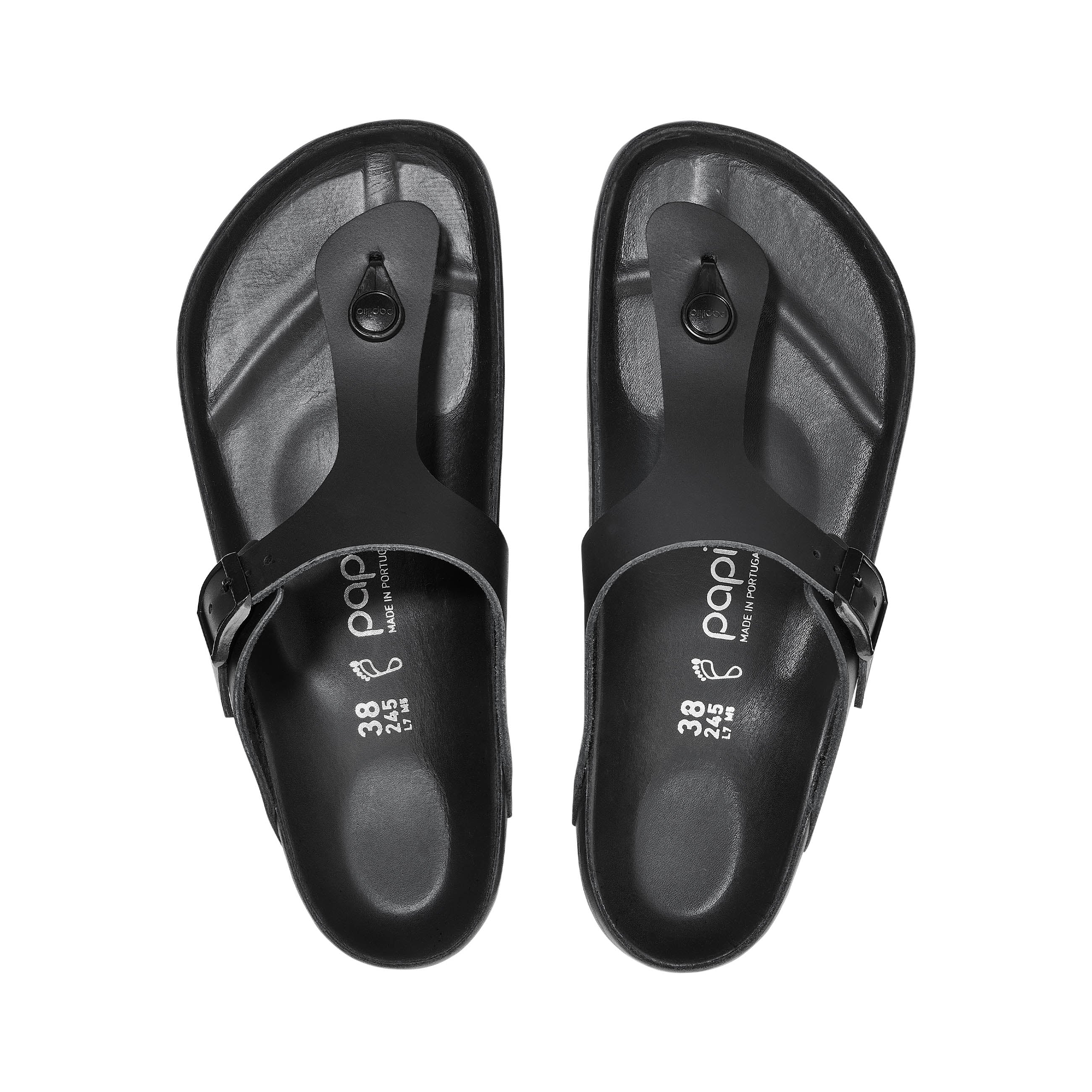 Birkenstock Gizeh Exquisite Flex Platform Black Smooth Leather top view