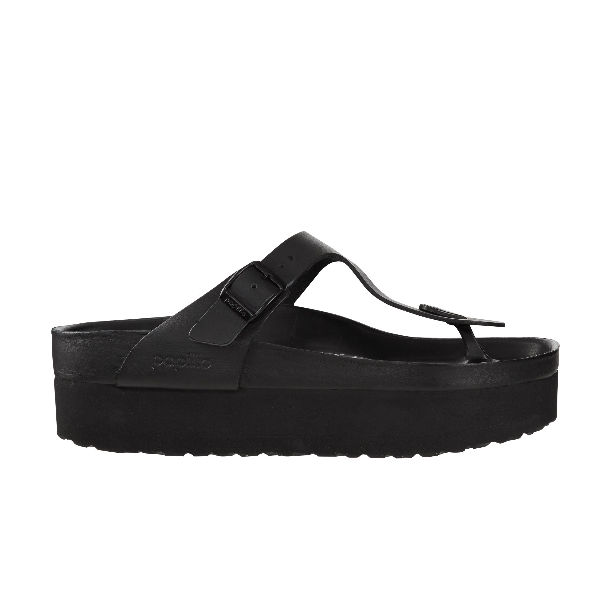 Birkenstock Gizeh Exquisite Platform Black Natural Leather side view