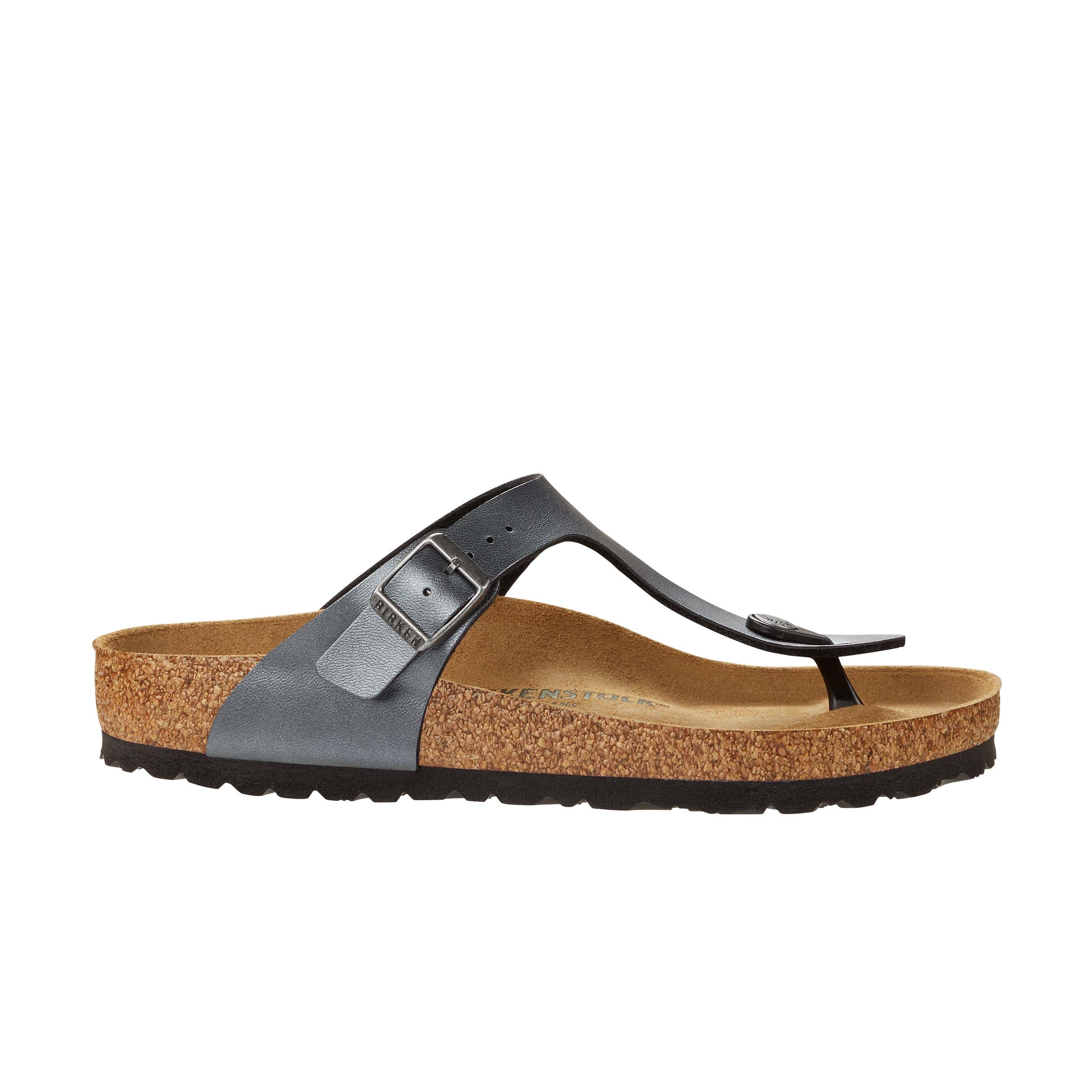 Birkenstock Gizeh Metallic Black Birko-Flor side view