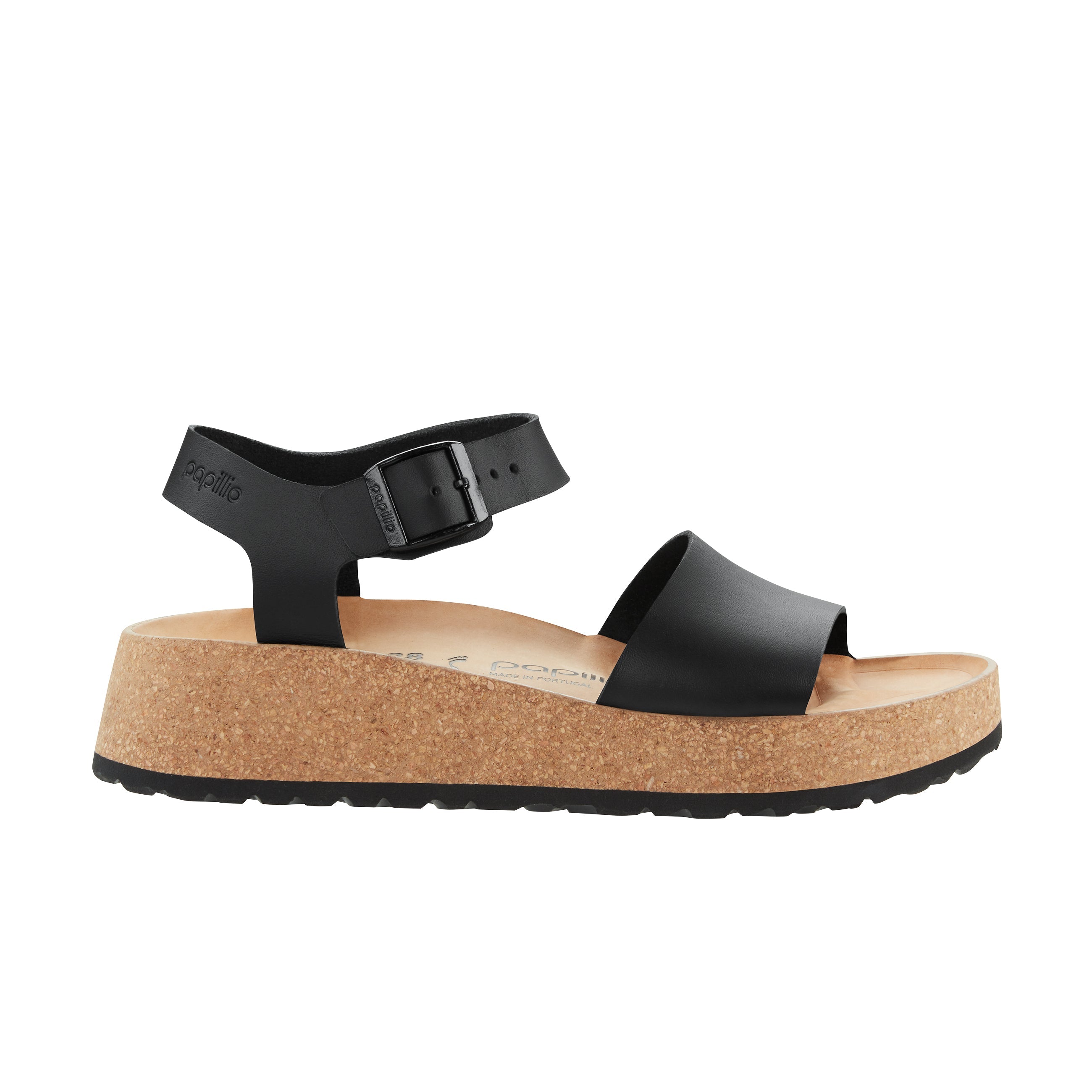 Birkenstock Glenda Black Smooth Leather side view