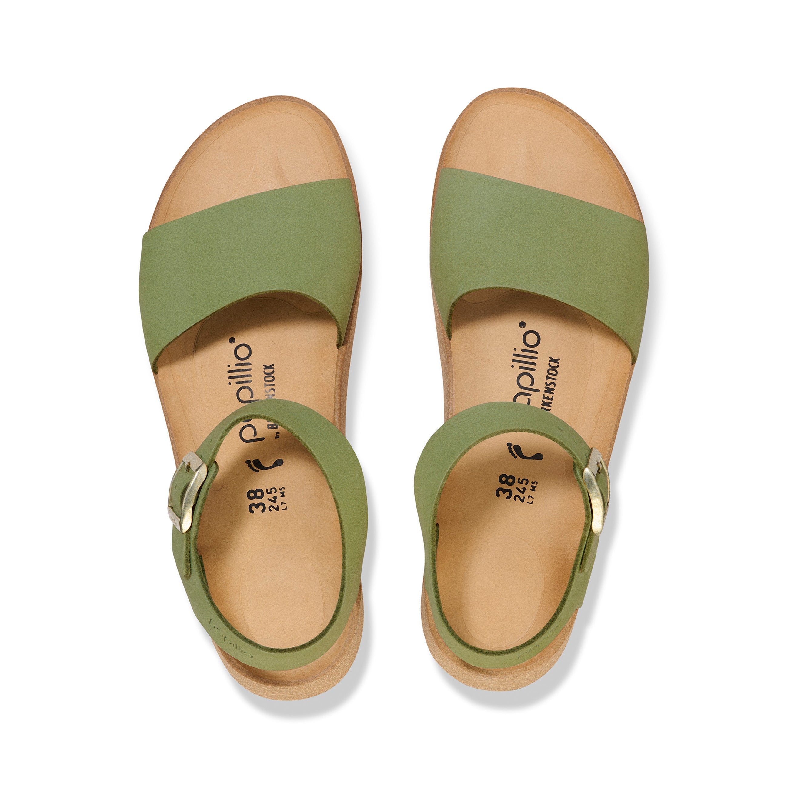 Birkenstock Glenda Green Tea Nubuck Leather top view