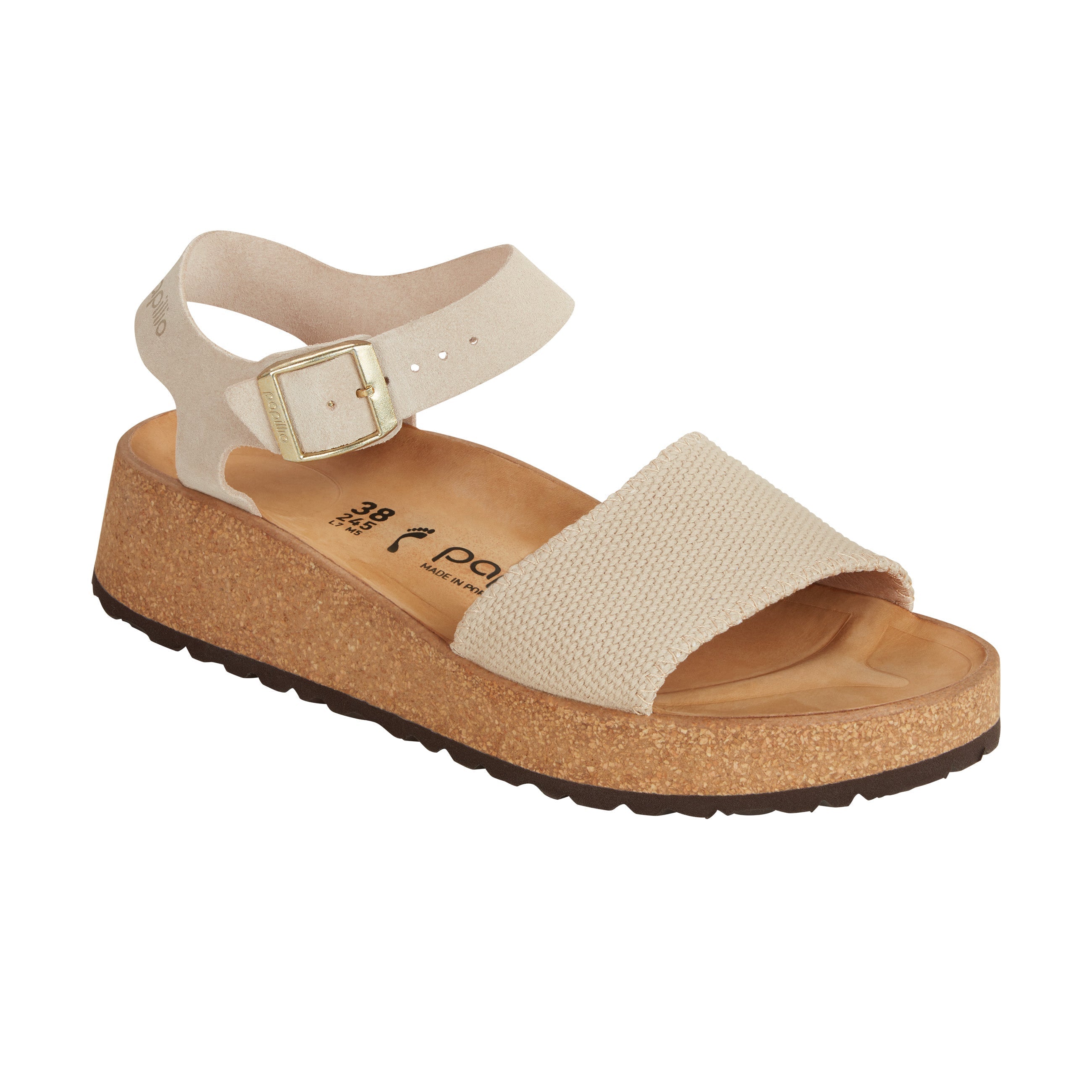 Birkenstock Glenda Nubuck Leather Wedge in Sandcastle by Papillio