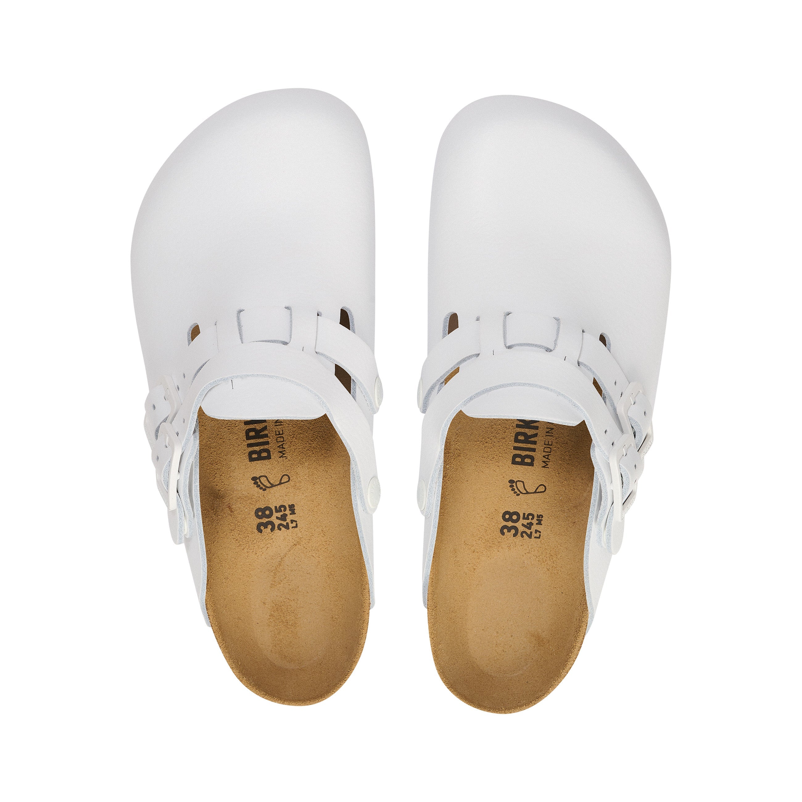 Birkenstock Kay Pro PU Coated Natural Leather White Professional top view