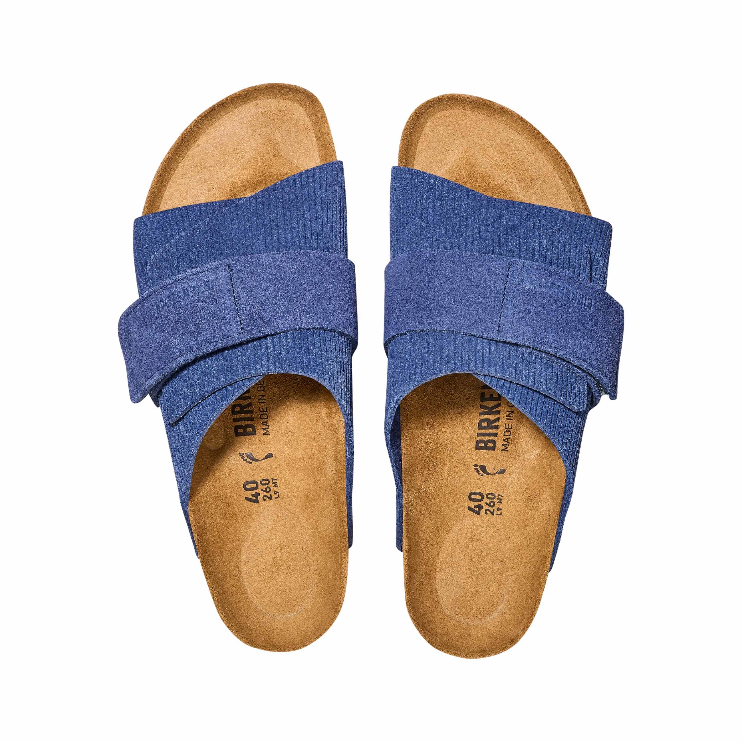 Birkenstock Kyoto Corduroy Indigo Embossed Suede Leather top view