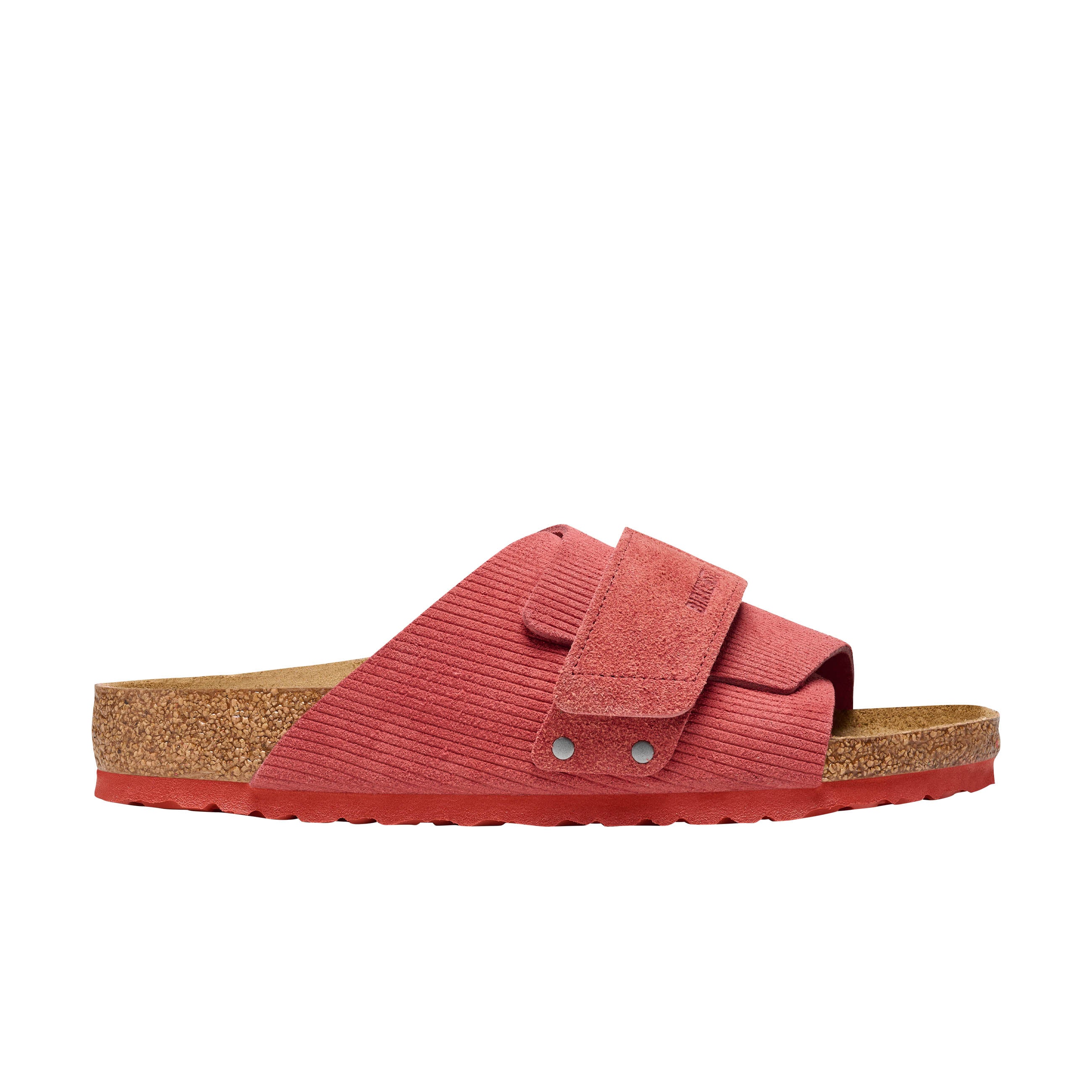 Birkenstock Kyoto Corduroy Sienna Red Embossed Suede Leather side view