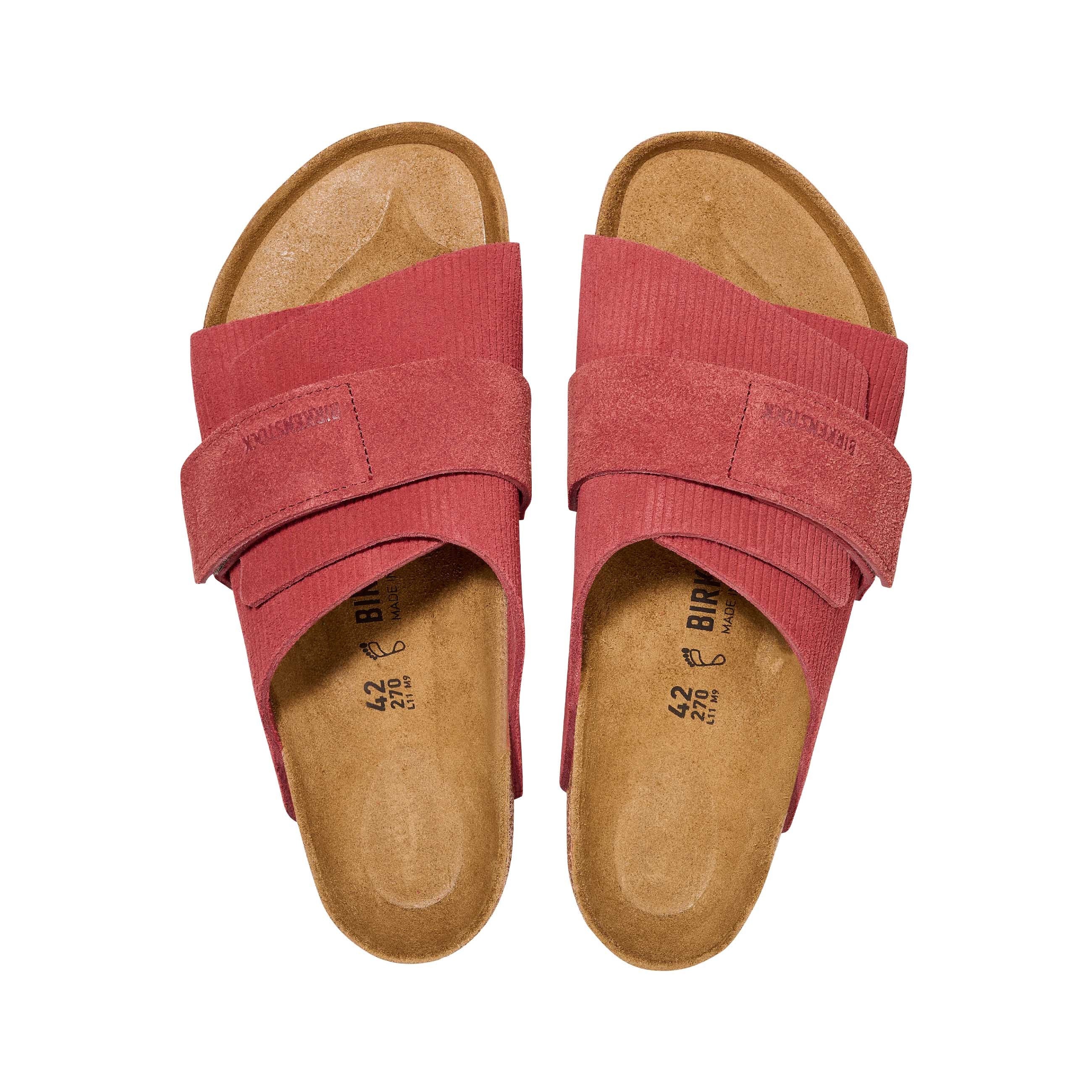 Birkenstock Kyoto Corduroy Sienna Red Embossed Suede Leather top view