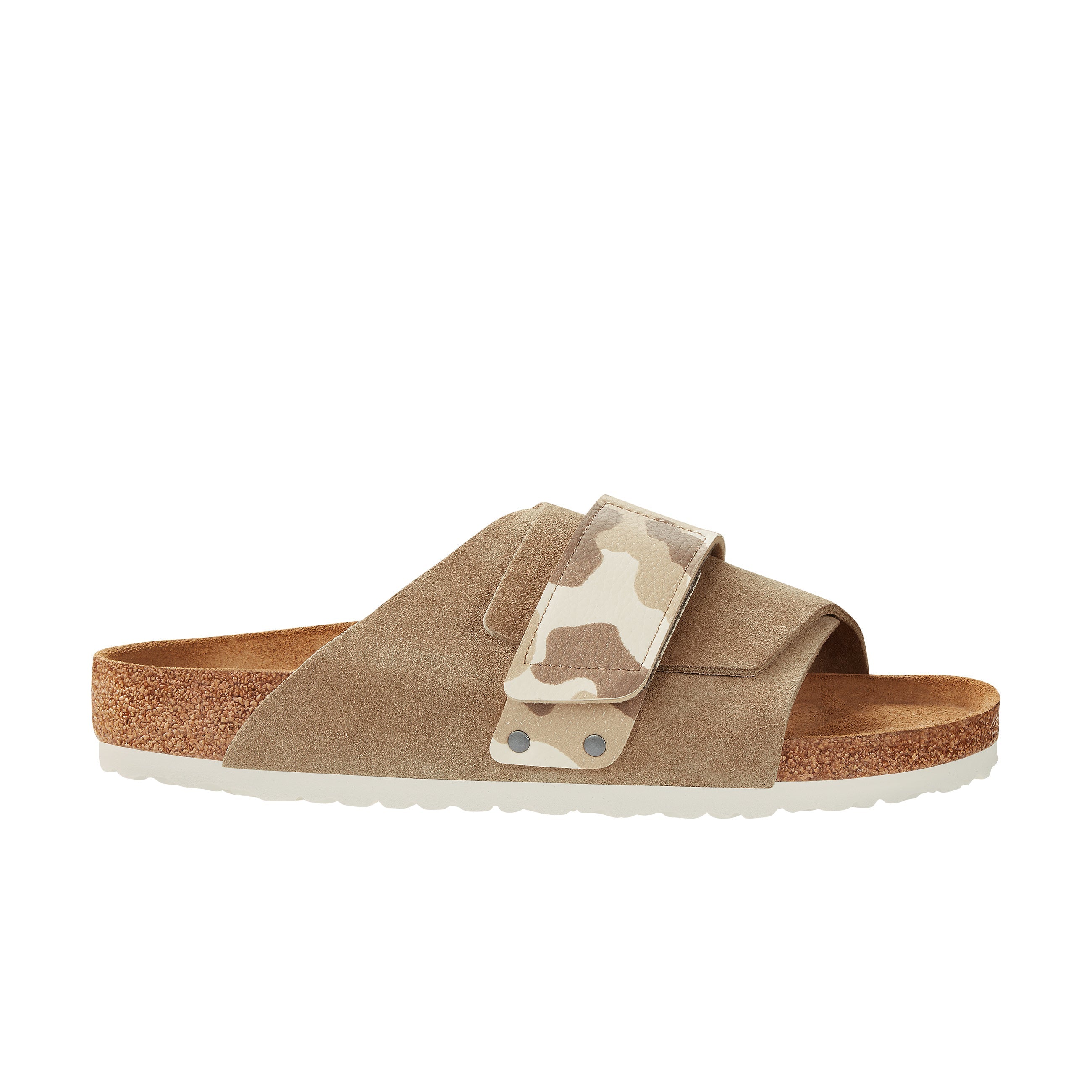 Birkenstock Kyoto Grey Taupe/Camo Almond Suede Leather side view