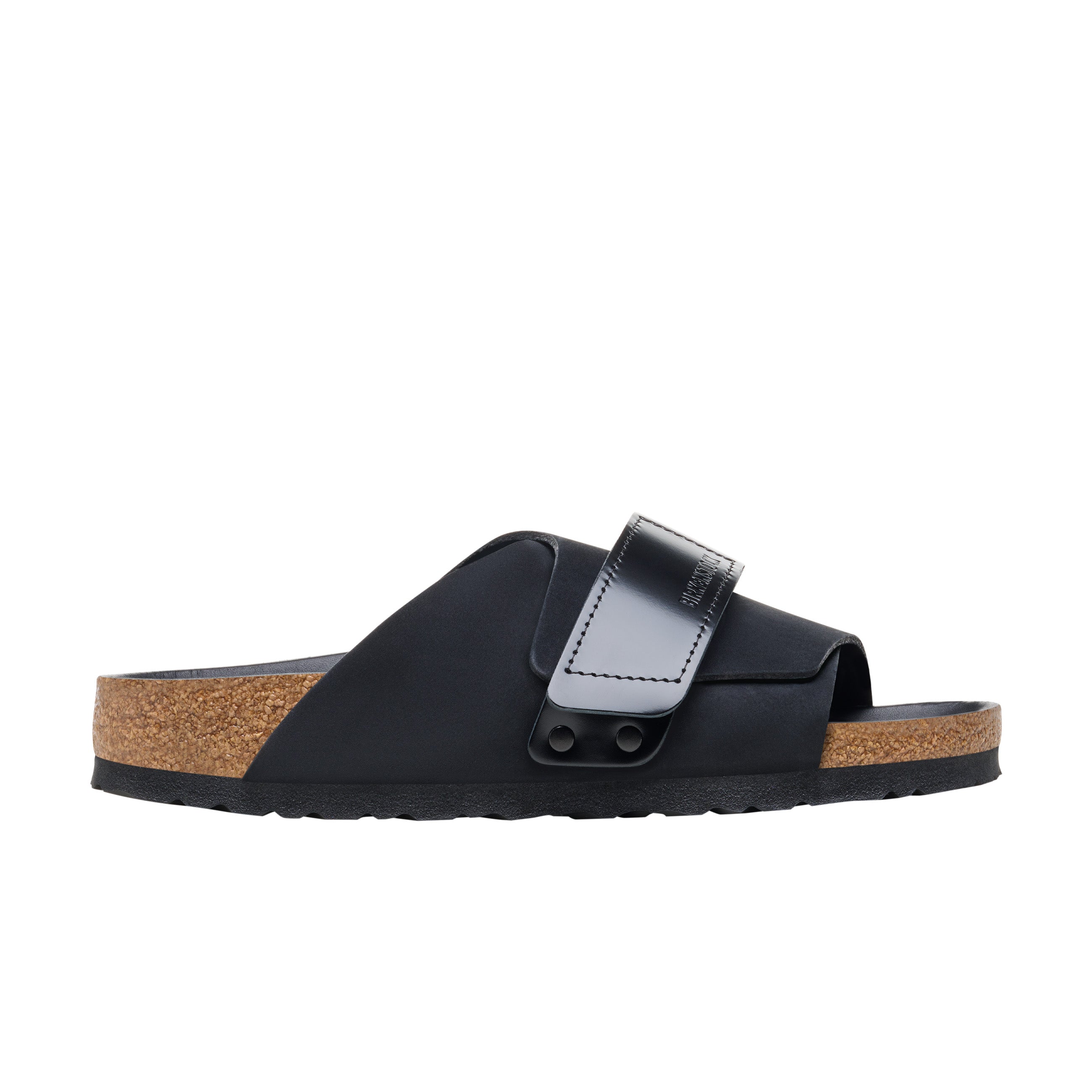 Birkenstock Kyoto High Shine Black Nubuck Leather side view