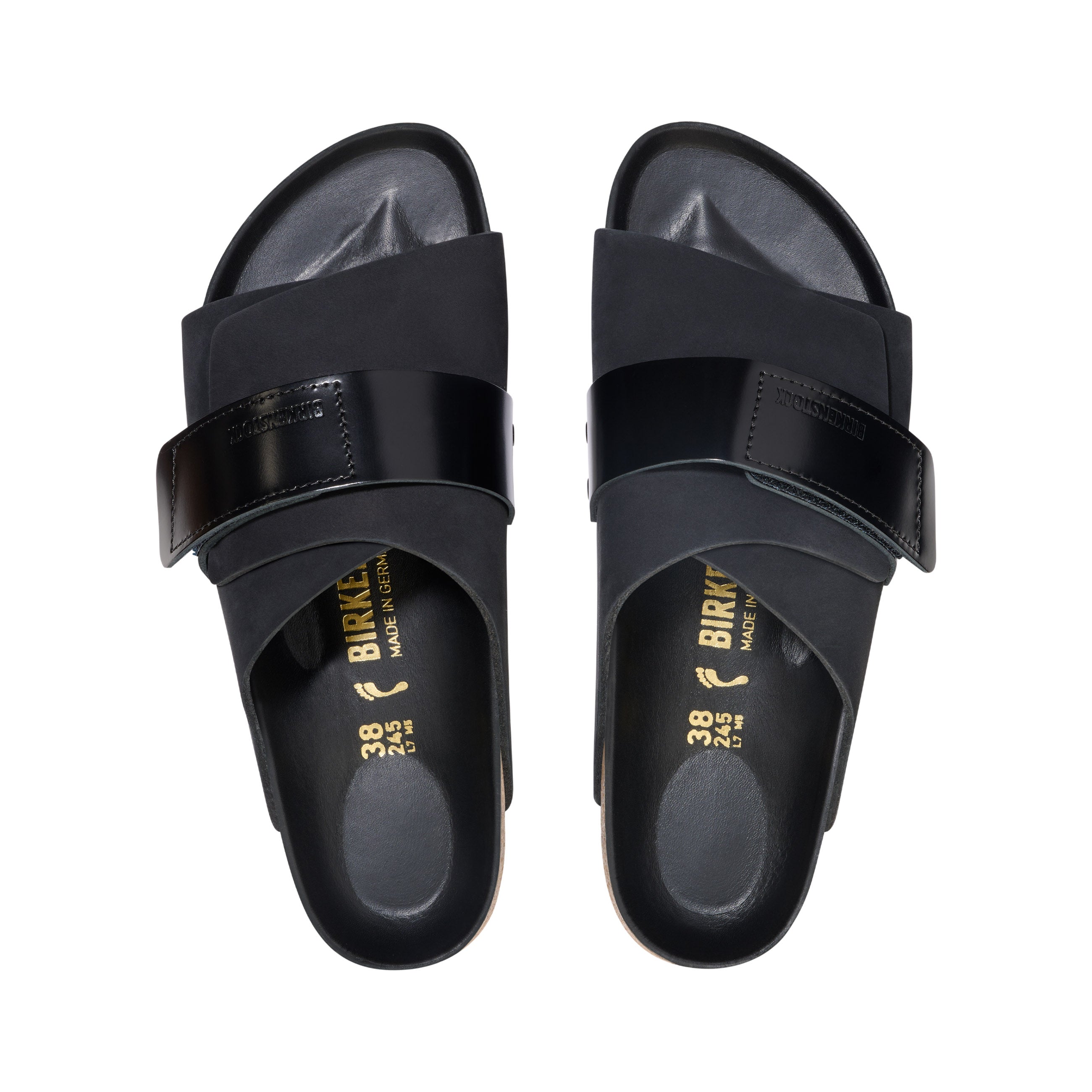 Birkenstock Kyoto High Shine Black Nubuck Leather top view