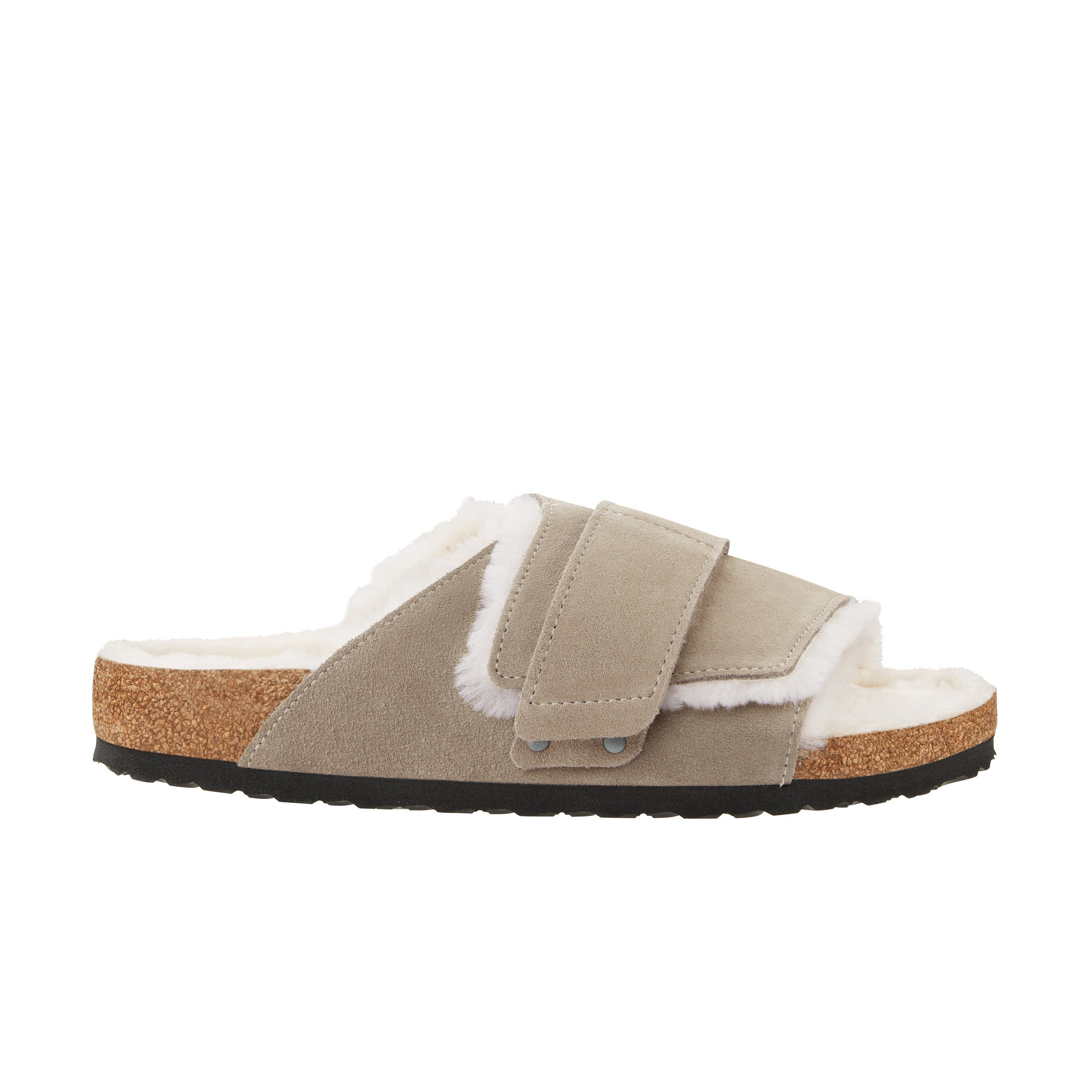 Birkenstock Kyoto Shearling Stone Coin Suede Leather/Shearling side view