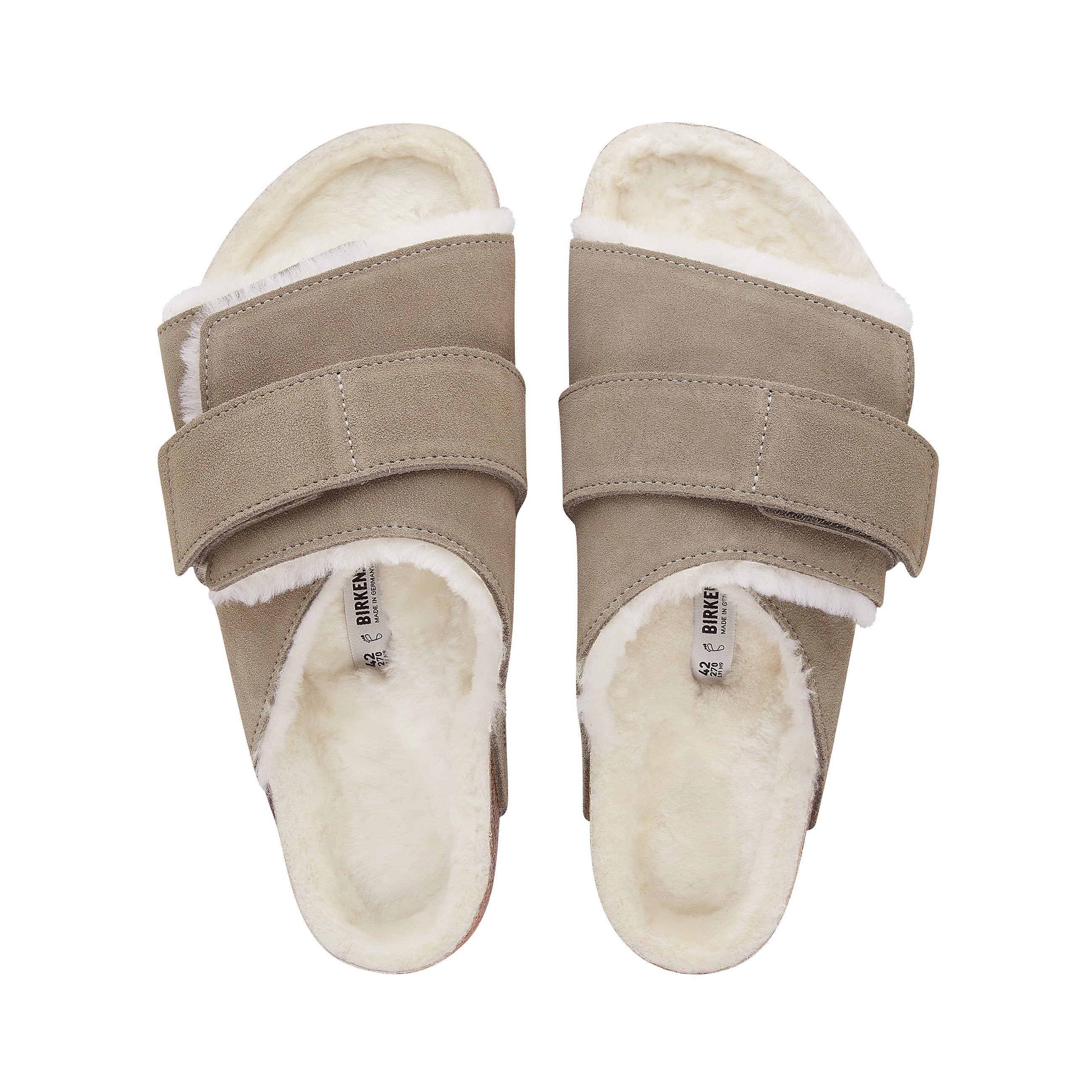 Birkenstock Kyoto Shearling Stone Coin Suede Leather/Shearling top view