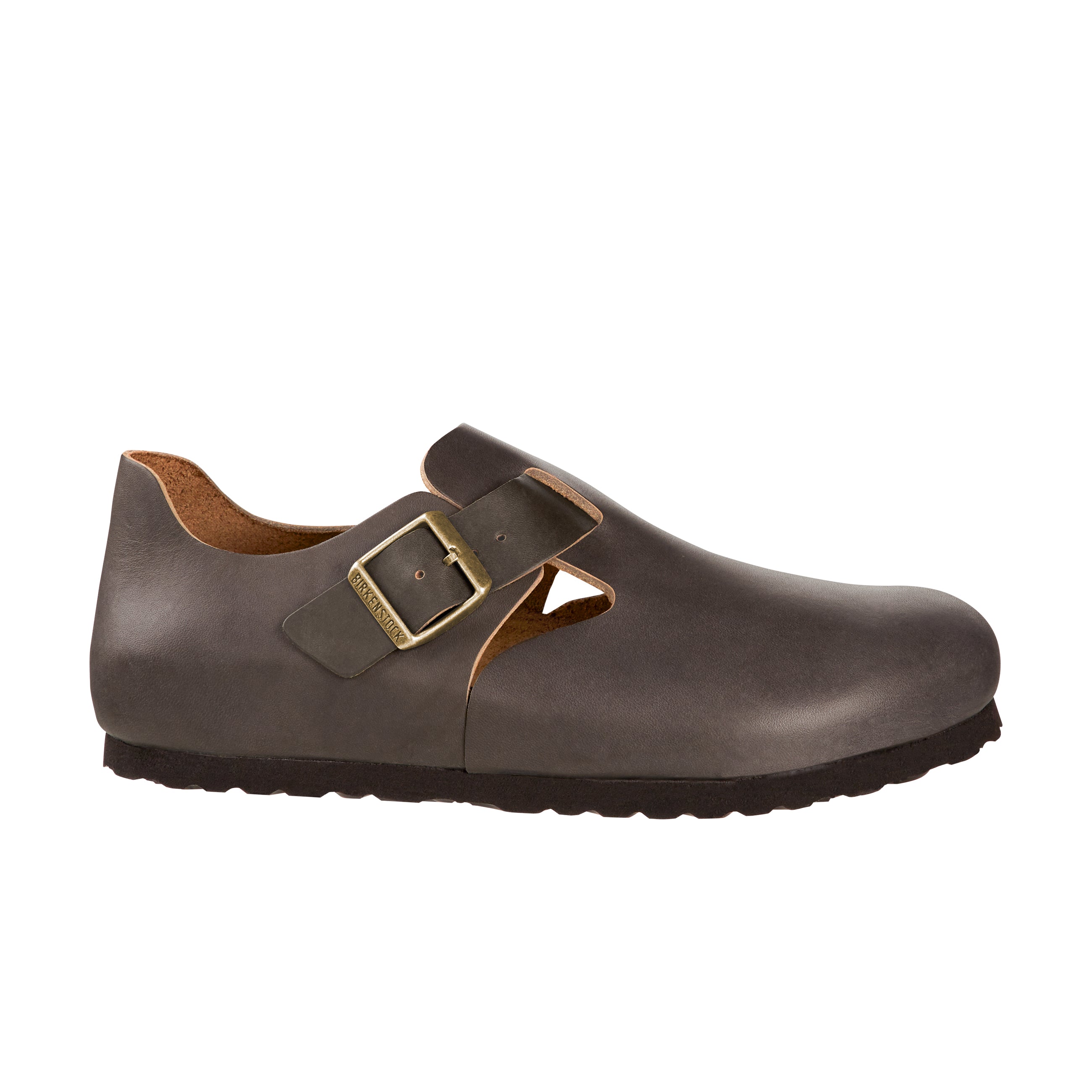 Birkenstock London Graphite Natural Leather side view