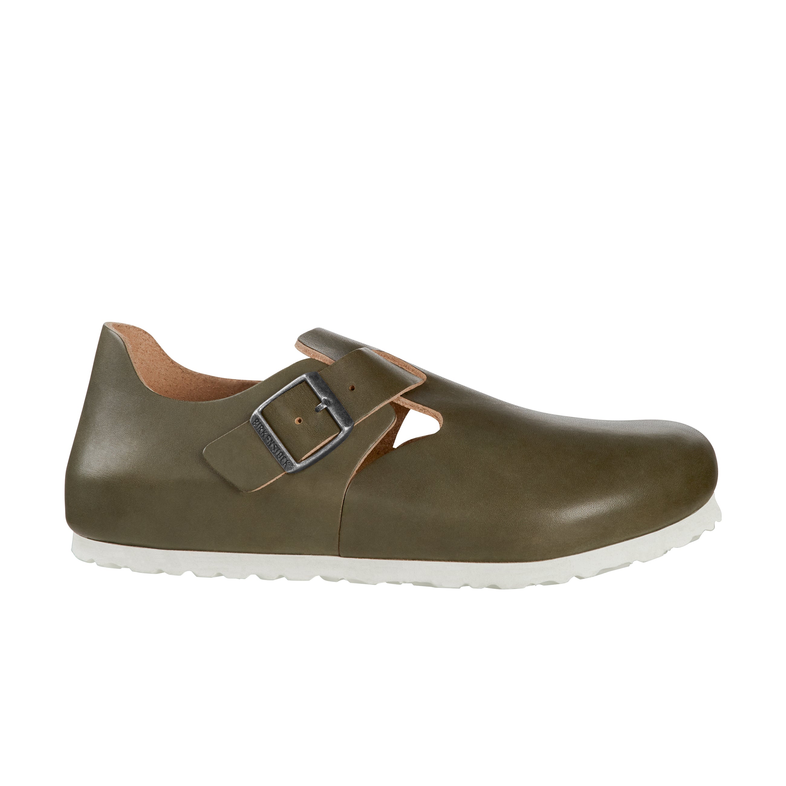 Birkenstock London Khaki Natural Leather side view