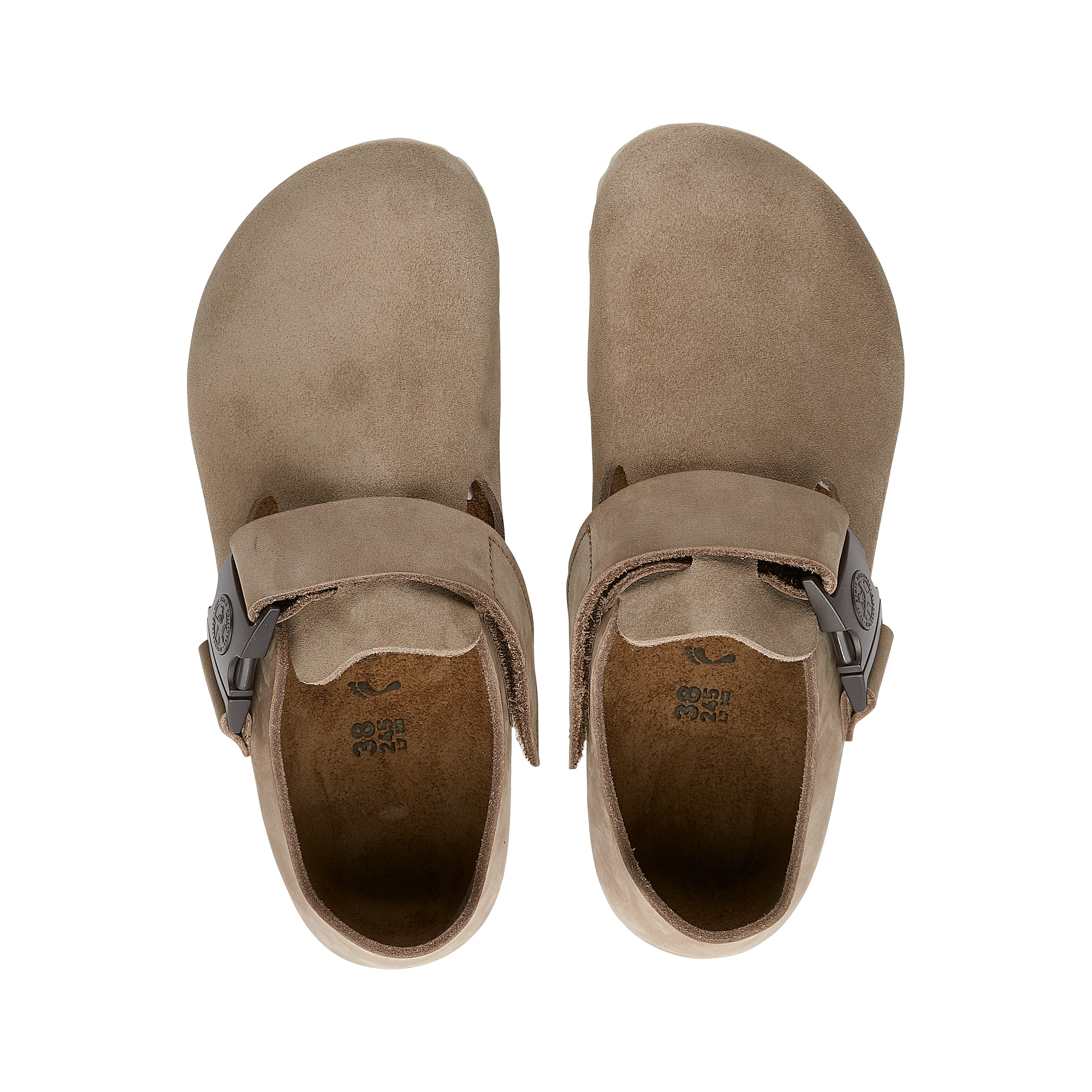 Birkenstock London QR Buckle Taupe Suede Leather top view