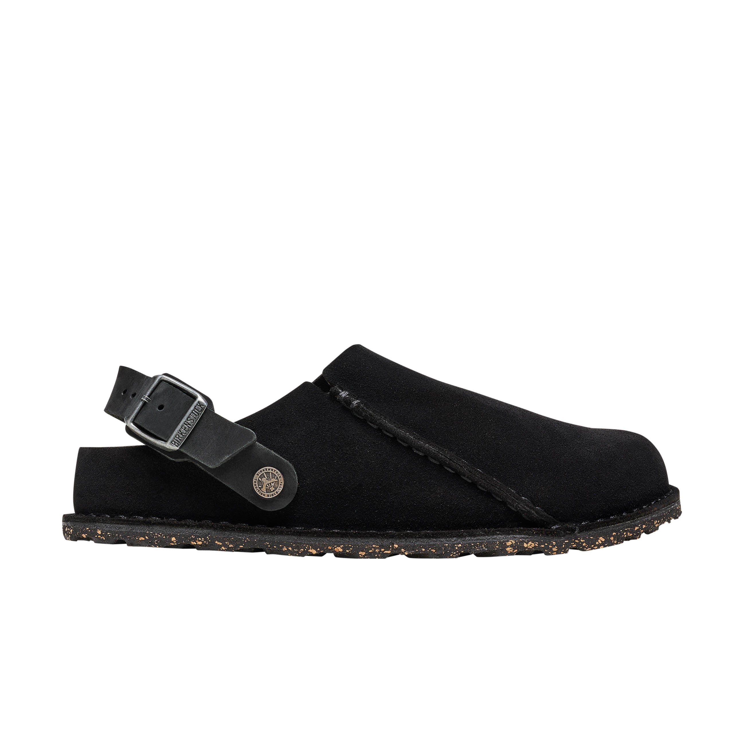 Birkenstock Lutry Black Suede Leather side view